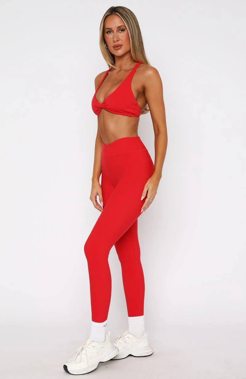Ready Set Go Cross Front Leggings Red - Image 3