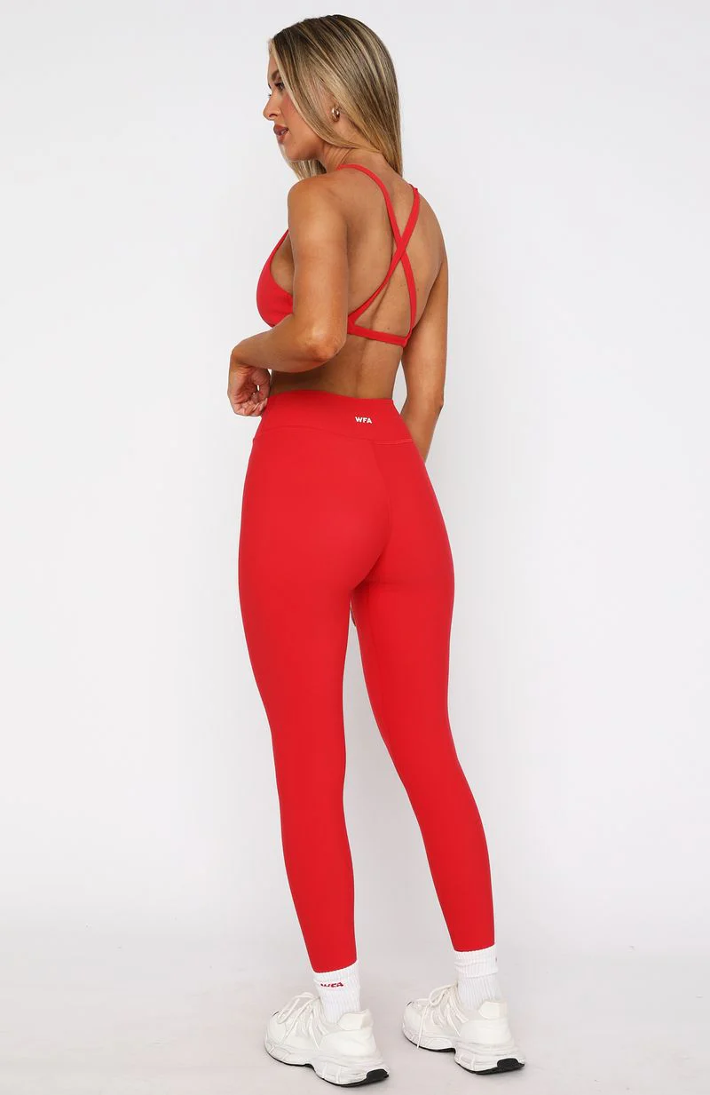 Ready Set Go Cross Front Leggings Red - Image 4