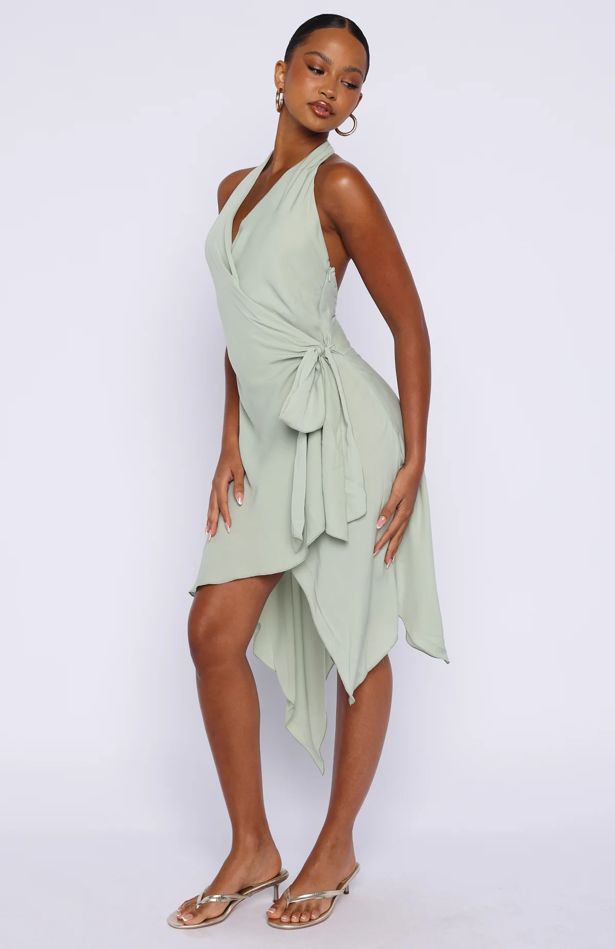 Reminiscing Halter Midi Dress Mint - Image 3