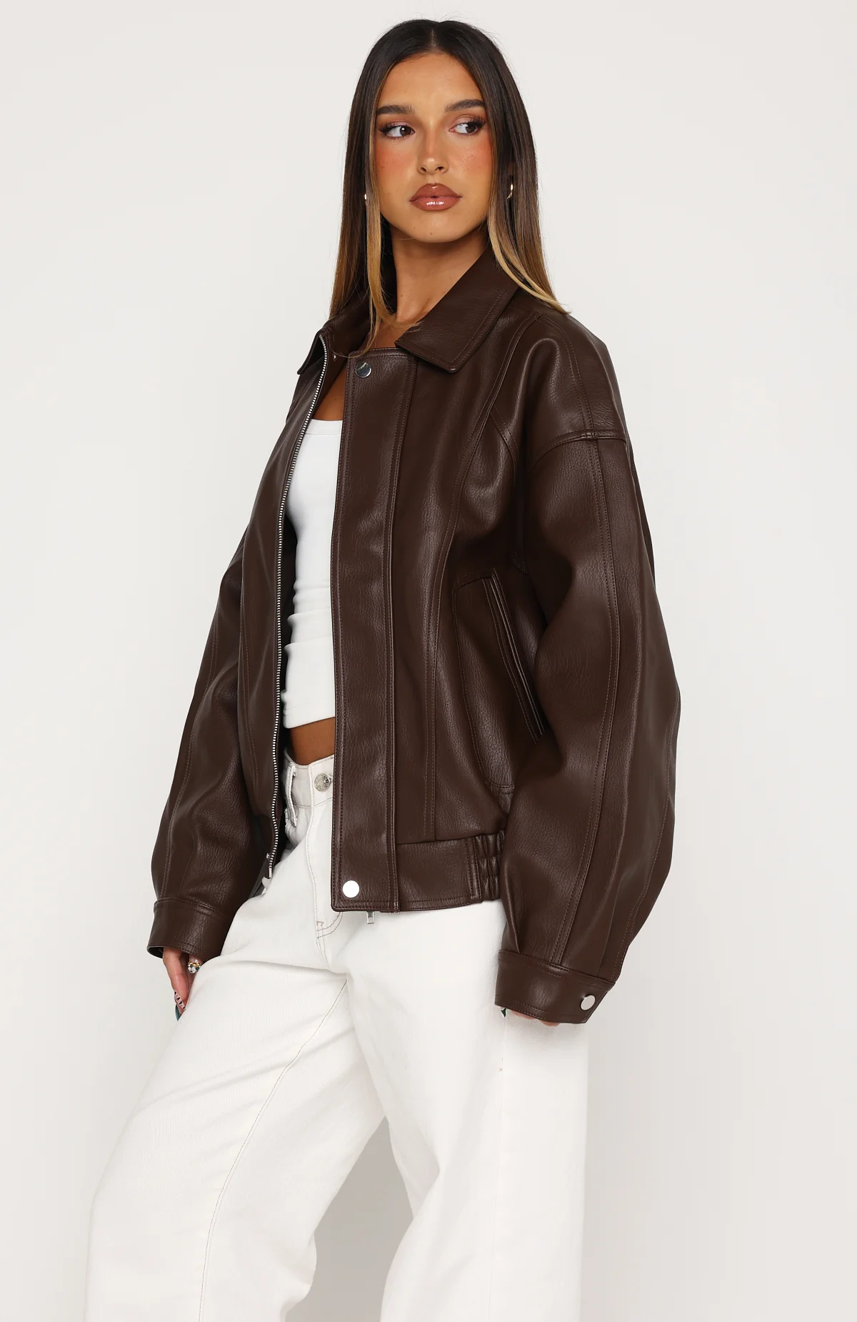 Retrograde PU Jacket Chocolate - Image 3
