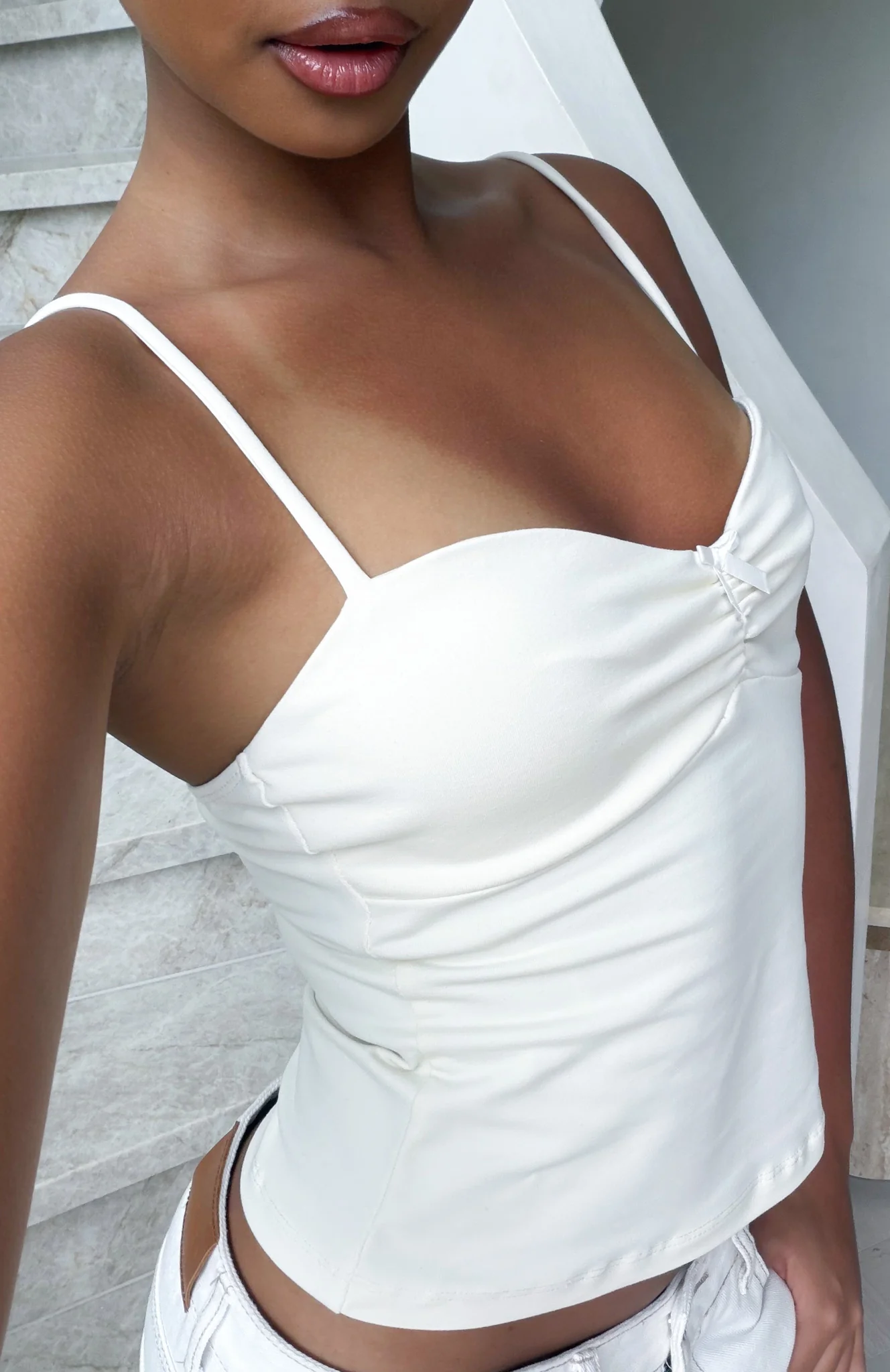 Riding the Wave Bow Trim Top Off White - Image 2