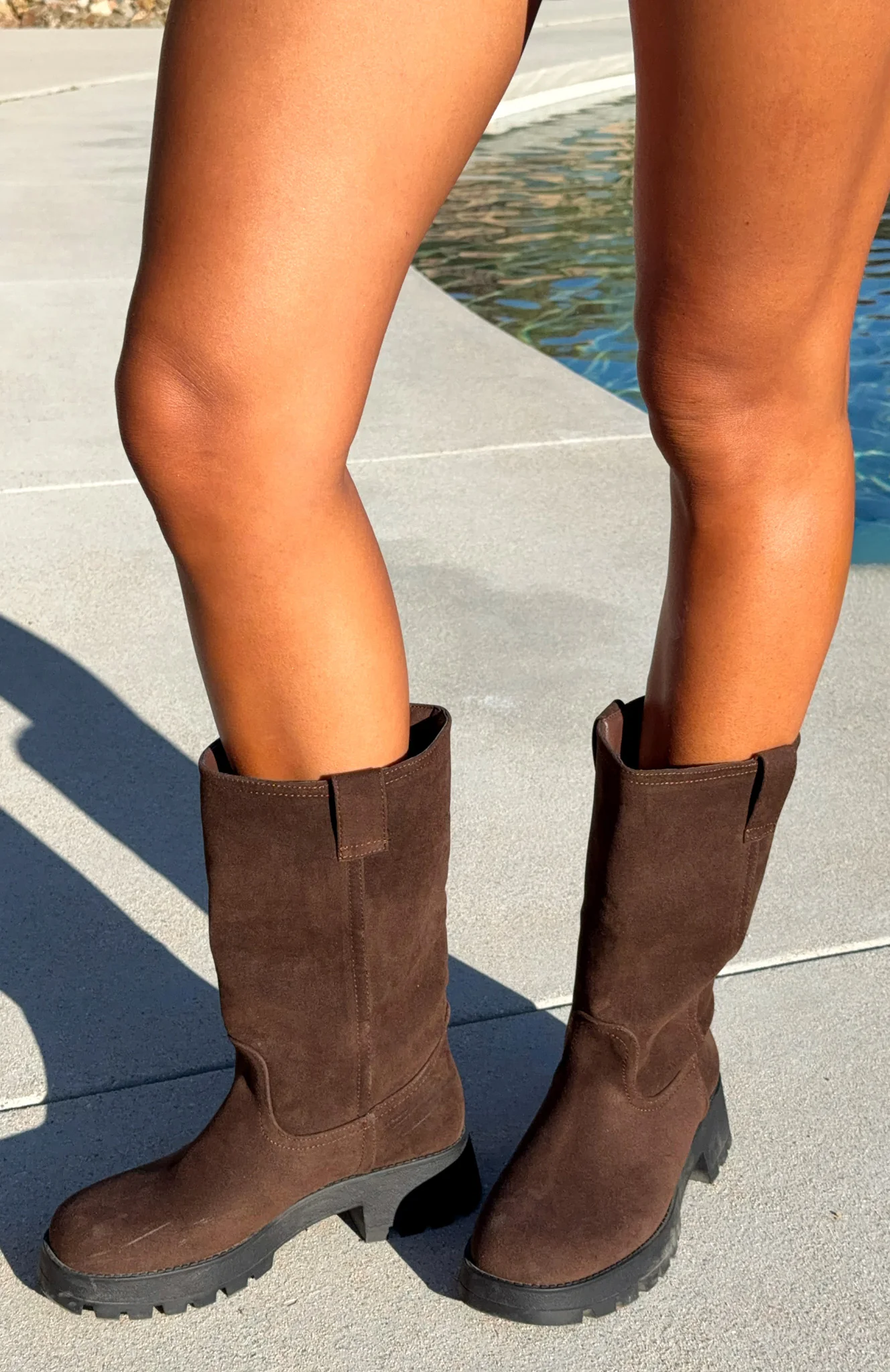 Rita Boots Chocolate Faux Suede - Image 3