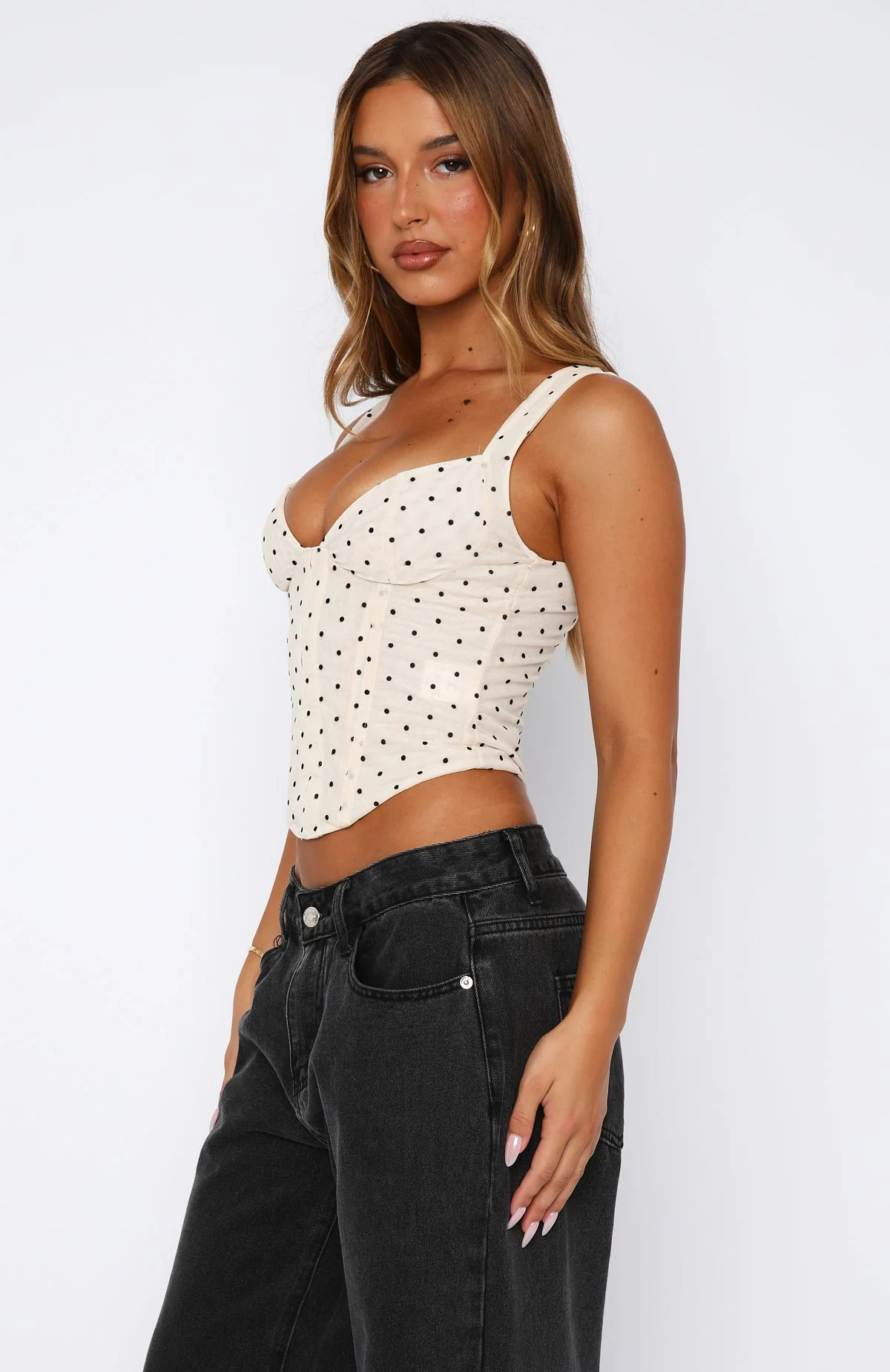 Riviera Bustier Beige Polka Dot - Image 3