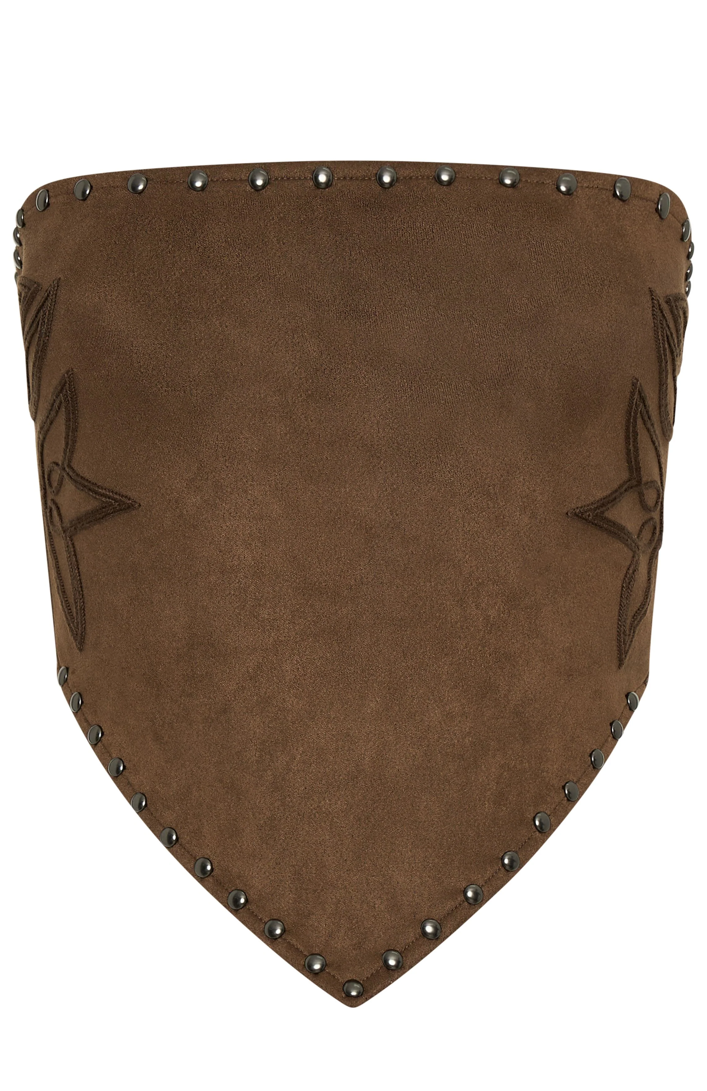 Rumours Strapless Faux Suede Top Chocolate - Image 5