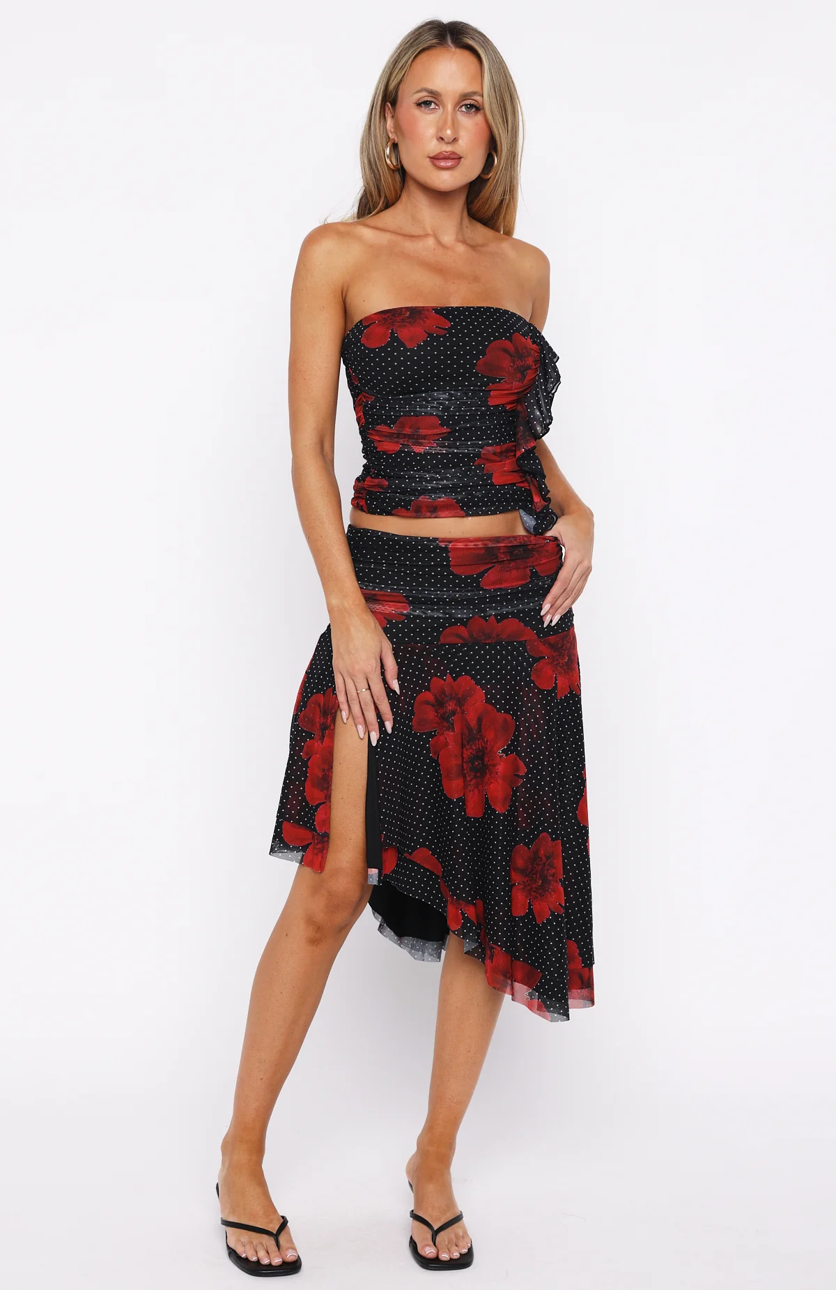 Save My Love Midi Skirt Black Scarlet Bloom - Image 2