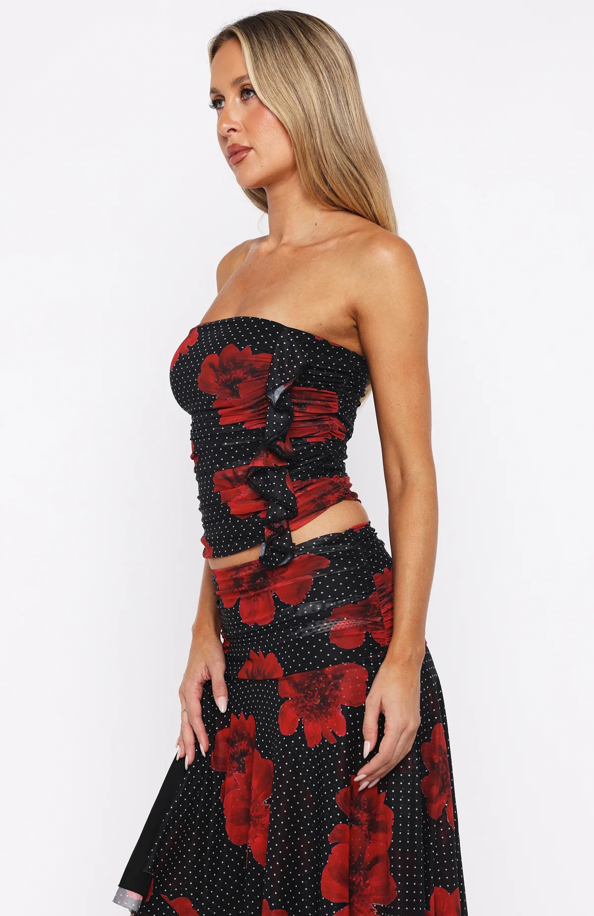 Save My Love Strapless Top Black Scarlet Bloom - Image 3