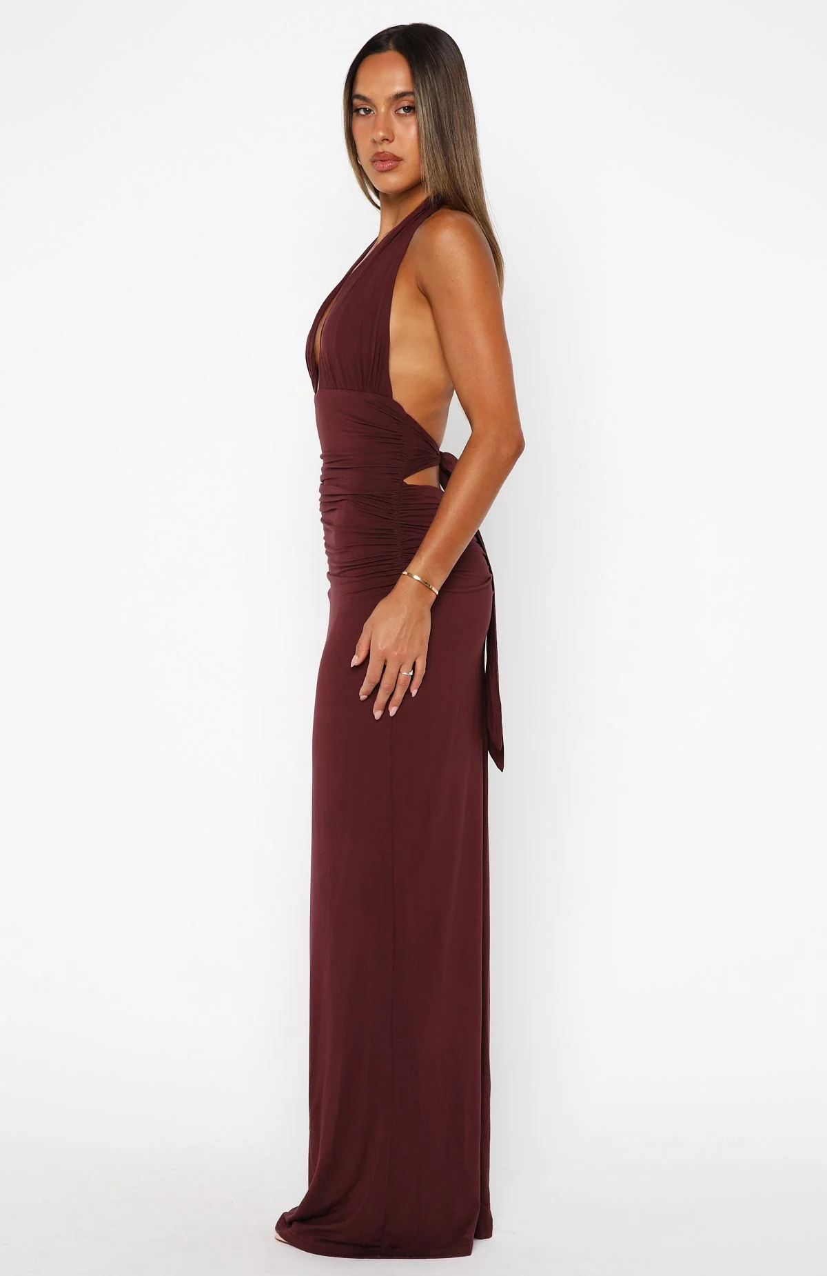 Say What You Feel Halter Maxi Dress Burgundy - Image 4