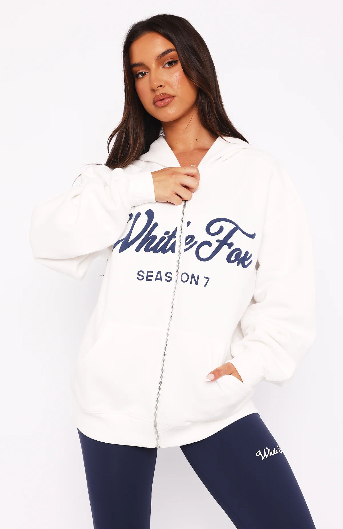 Season 7 Zip Front Hoodie Snow - Image 2