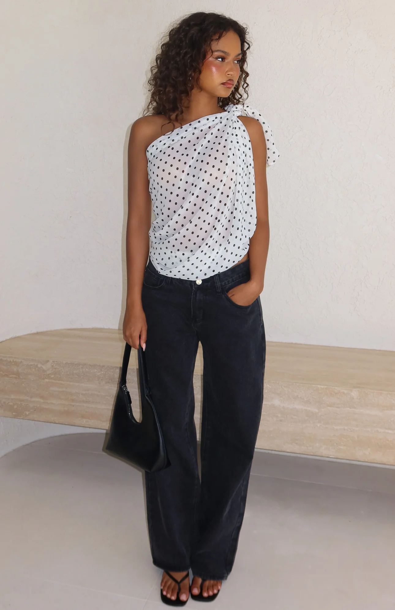 See My Love Multi Way Scarf Top White/Black Polka Dot - Image 2