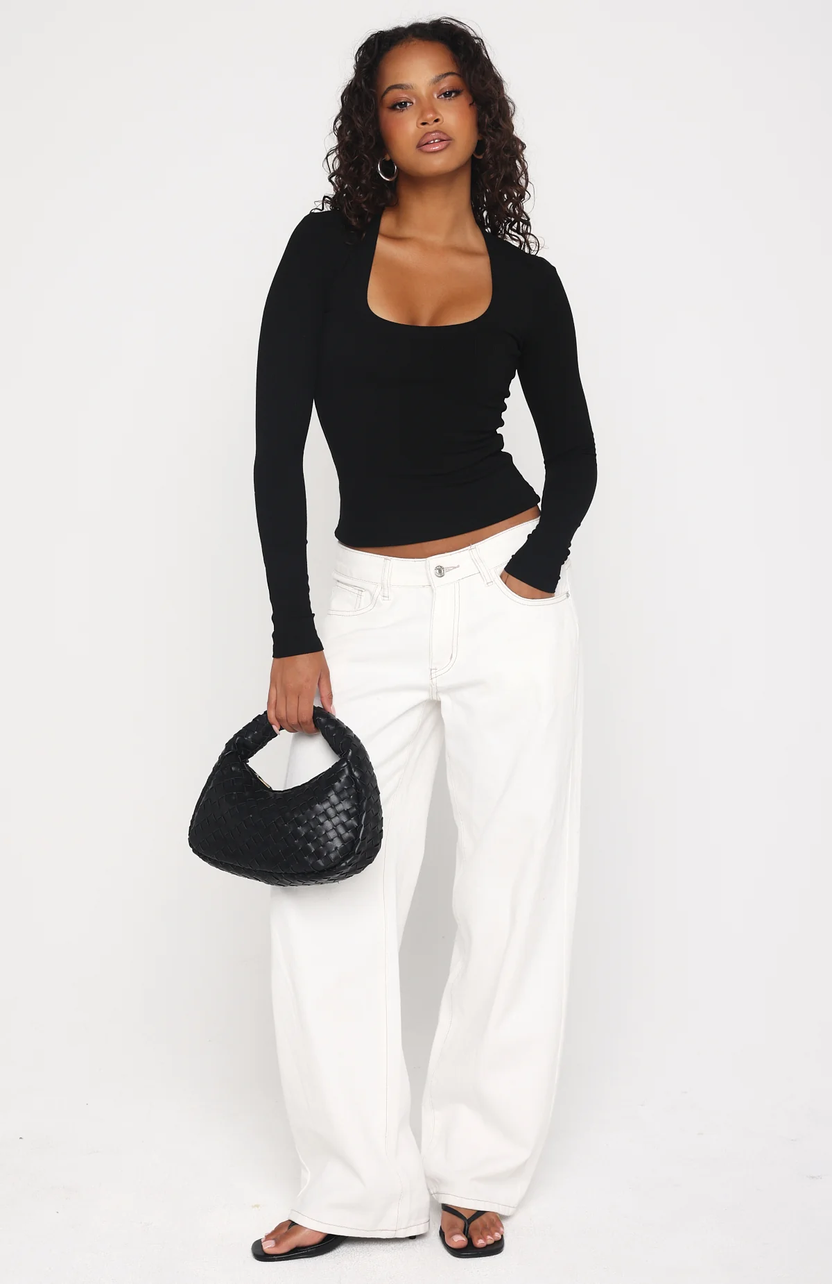 Serenade Her Ribbed Long Sleeve Top Black - Image 5