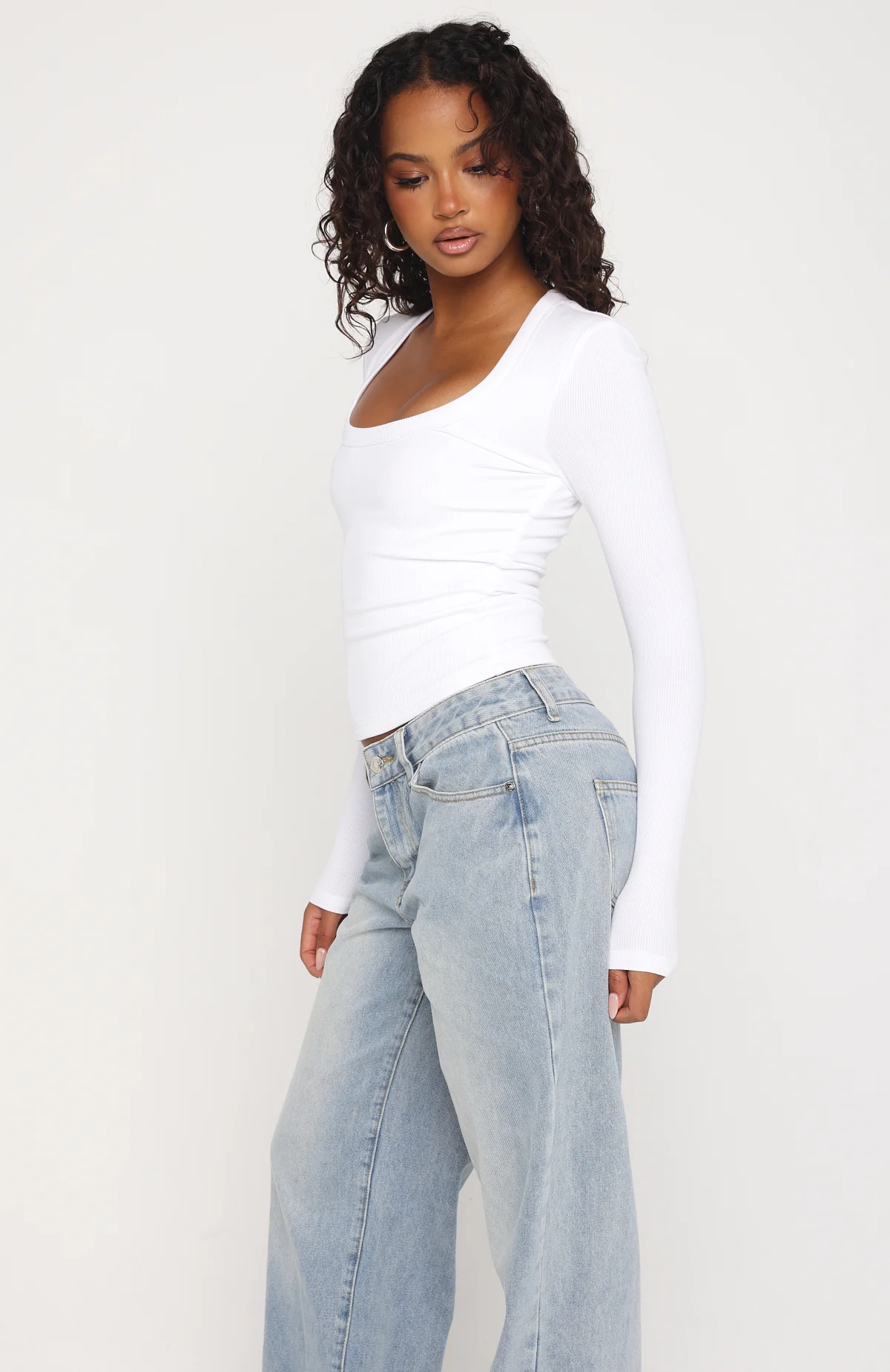 Serenade Her Ribbed Long Sleeve Top White - Image 3