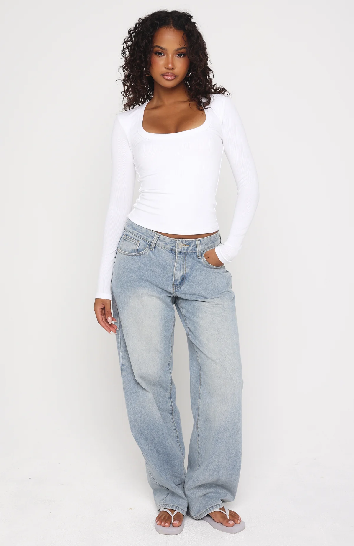 Serenade Her Ribbed Long Sleeve Top White - Image 5
