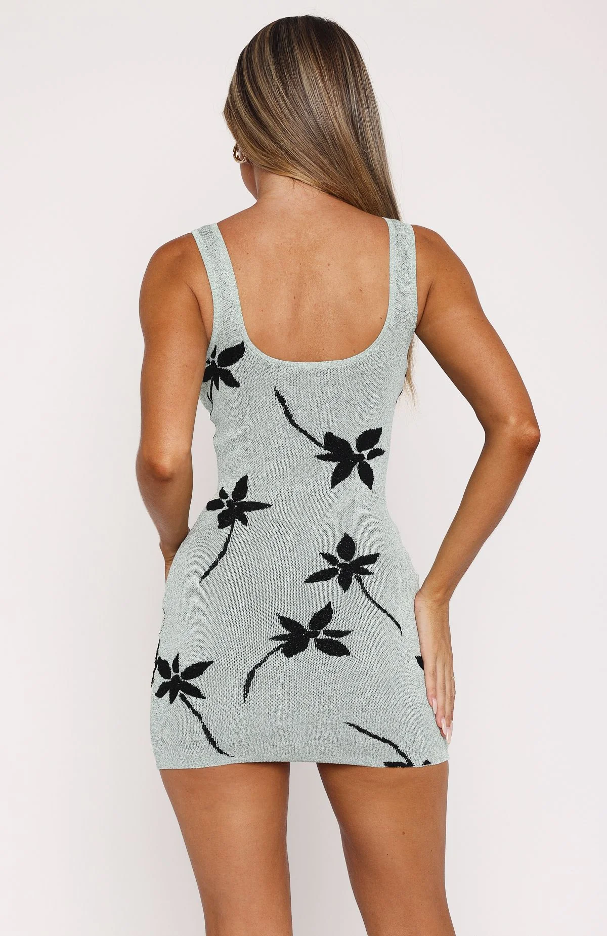 Sheer Bliss Knit Mini Dress Mint - Image 4