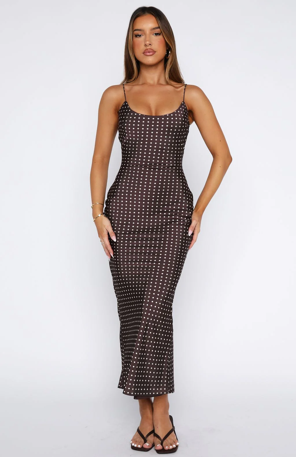 She's For Keeps Maxi Dress Chocolate Polka Dot - Image 3