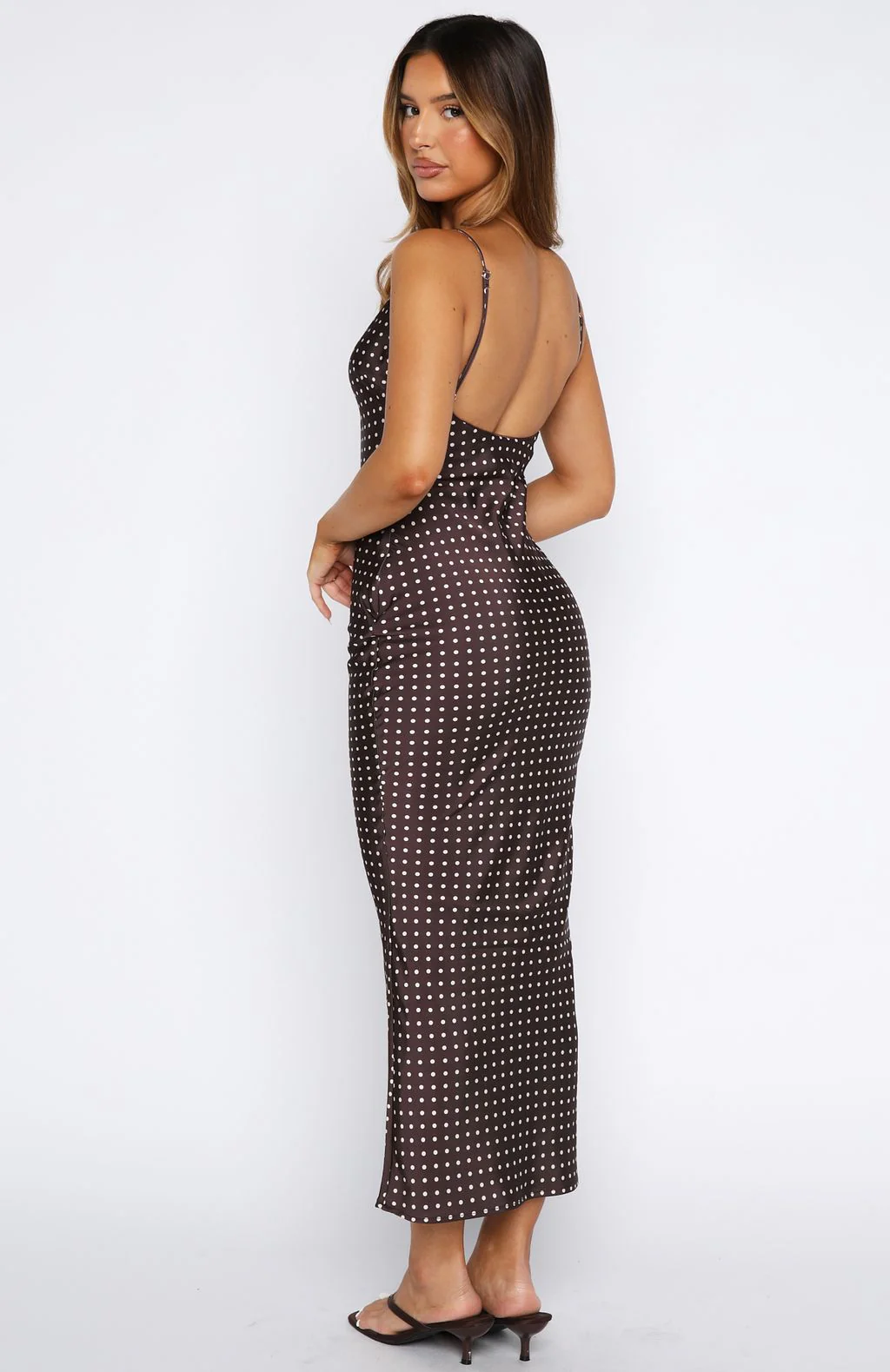 She's For Keeps Maxi Dress Chocolate Polka Dot - Image 5