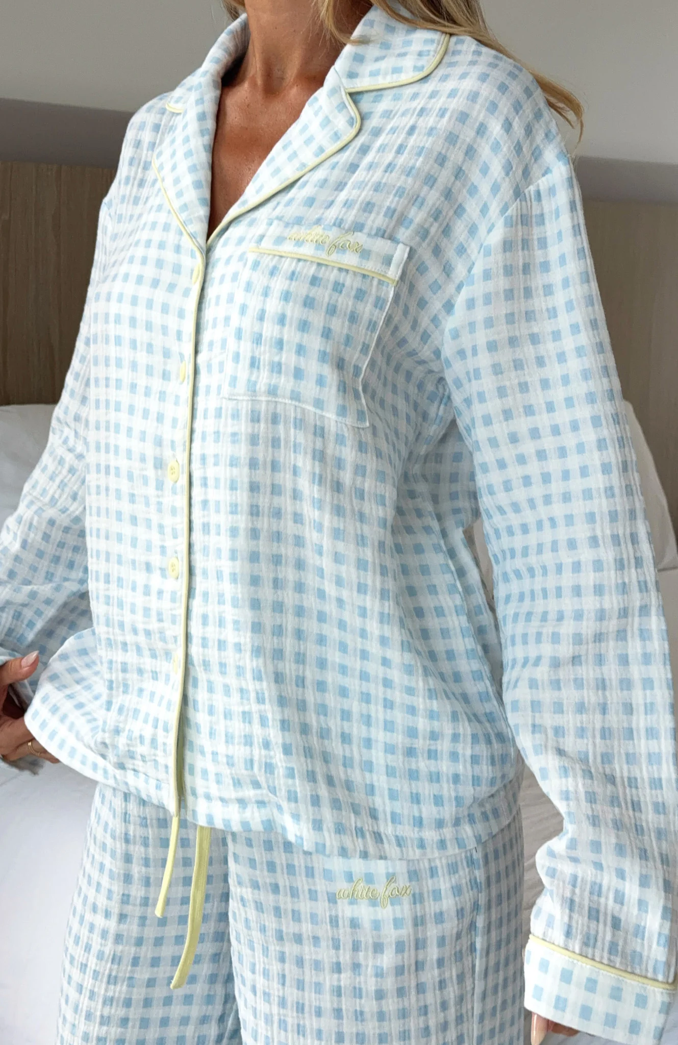 She's Got This Long Sleeve Pyjama Top Sky Blue Gingham - Image 2