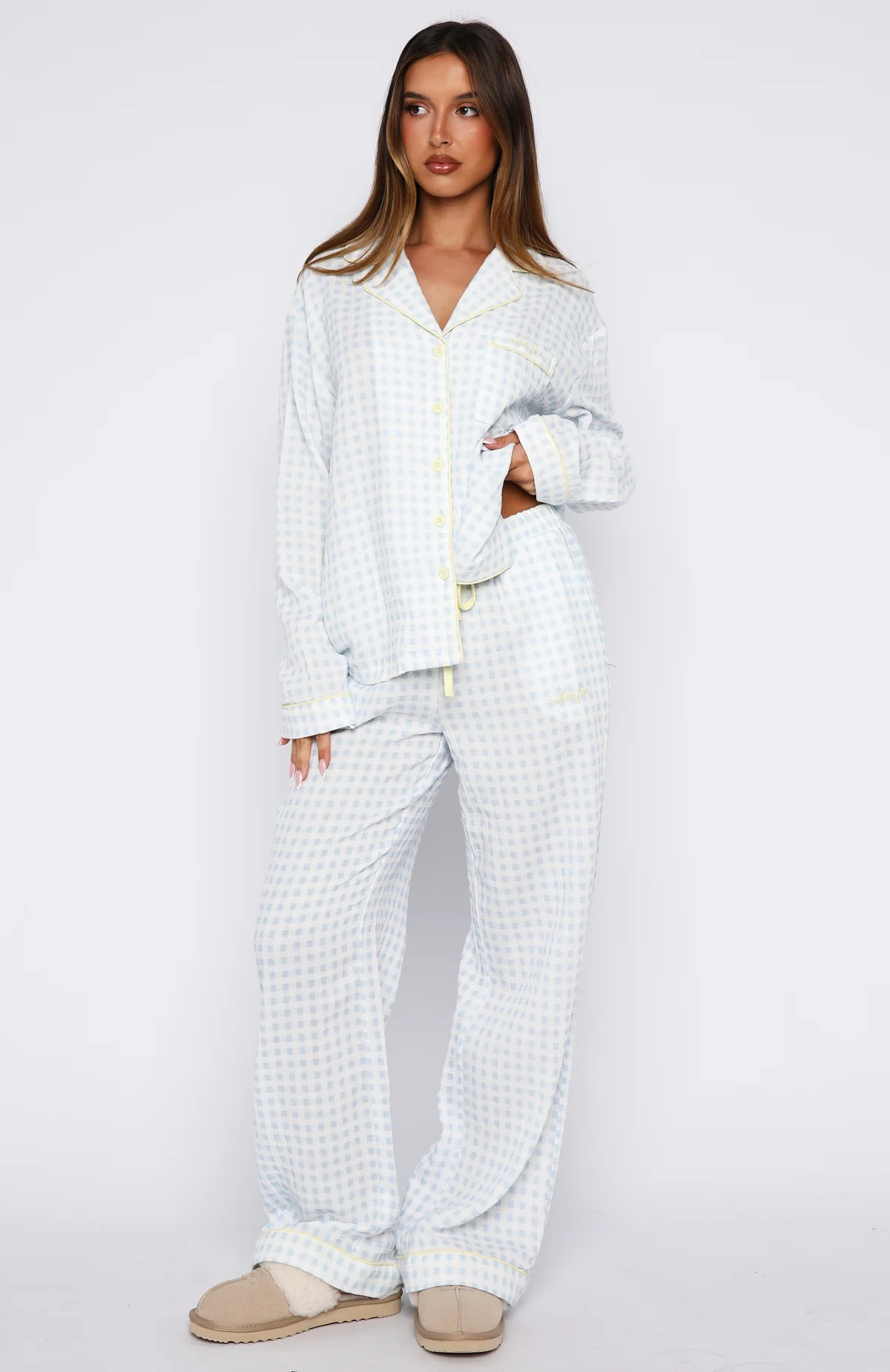 She's Got This Long Sleeve Pyjama Top Sky Blue Gingham - Image 6