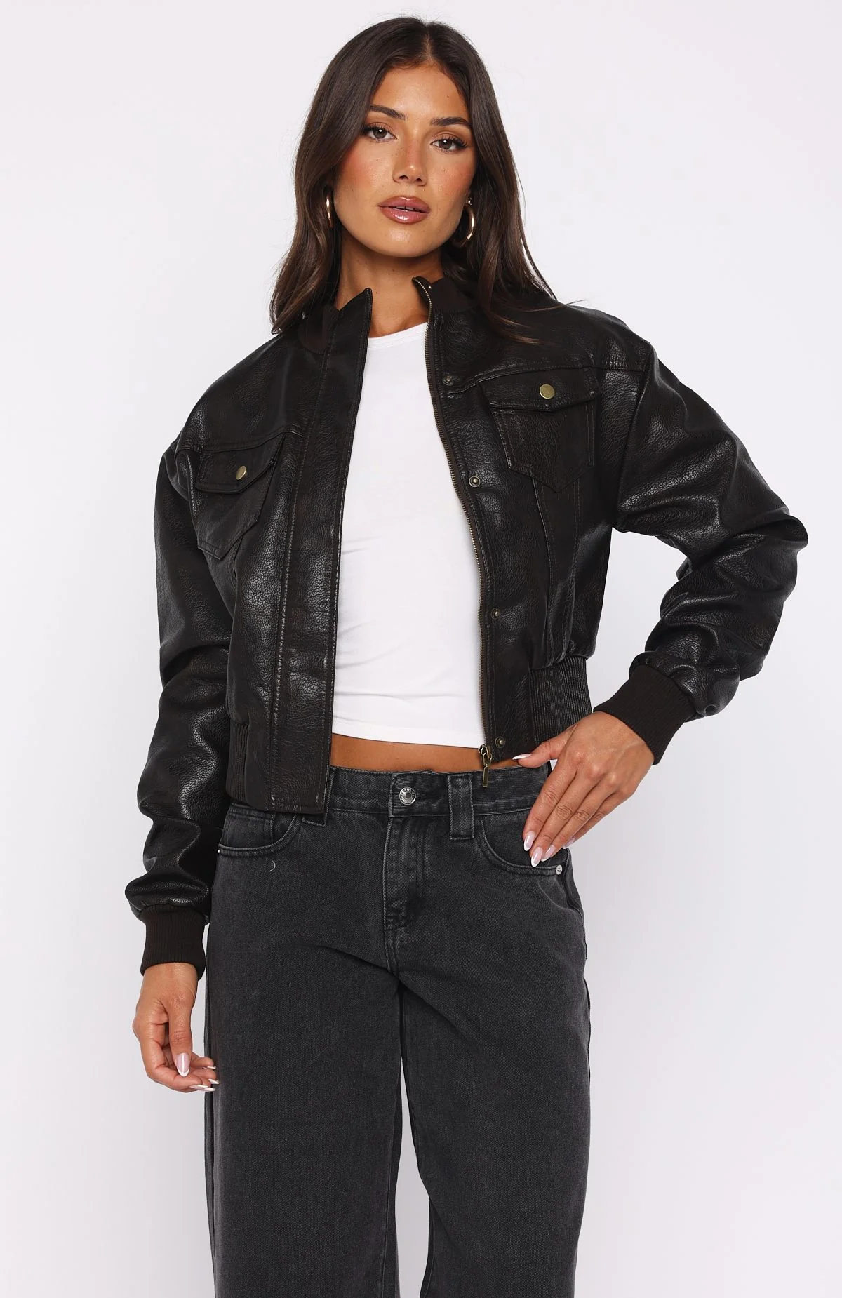 She's Sassy PU Jacket Coffee - Image 2