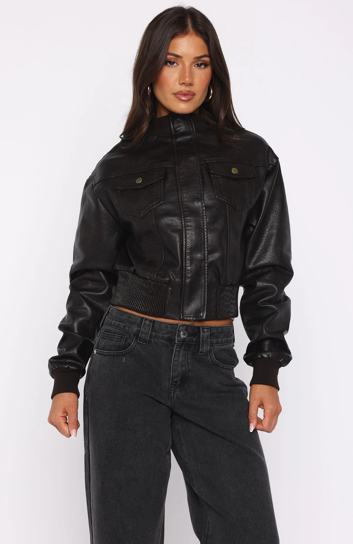 She's Sassy PU Jacket Coffee - Image 3