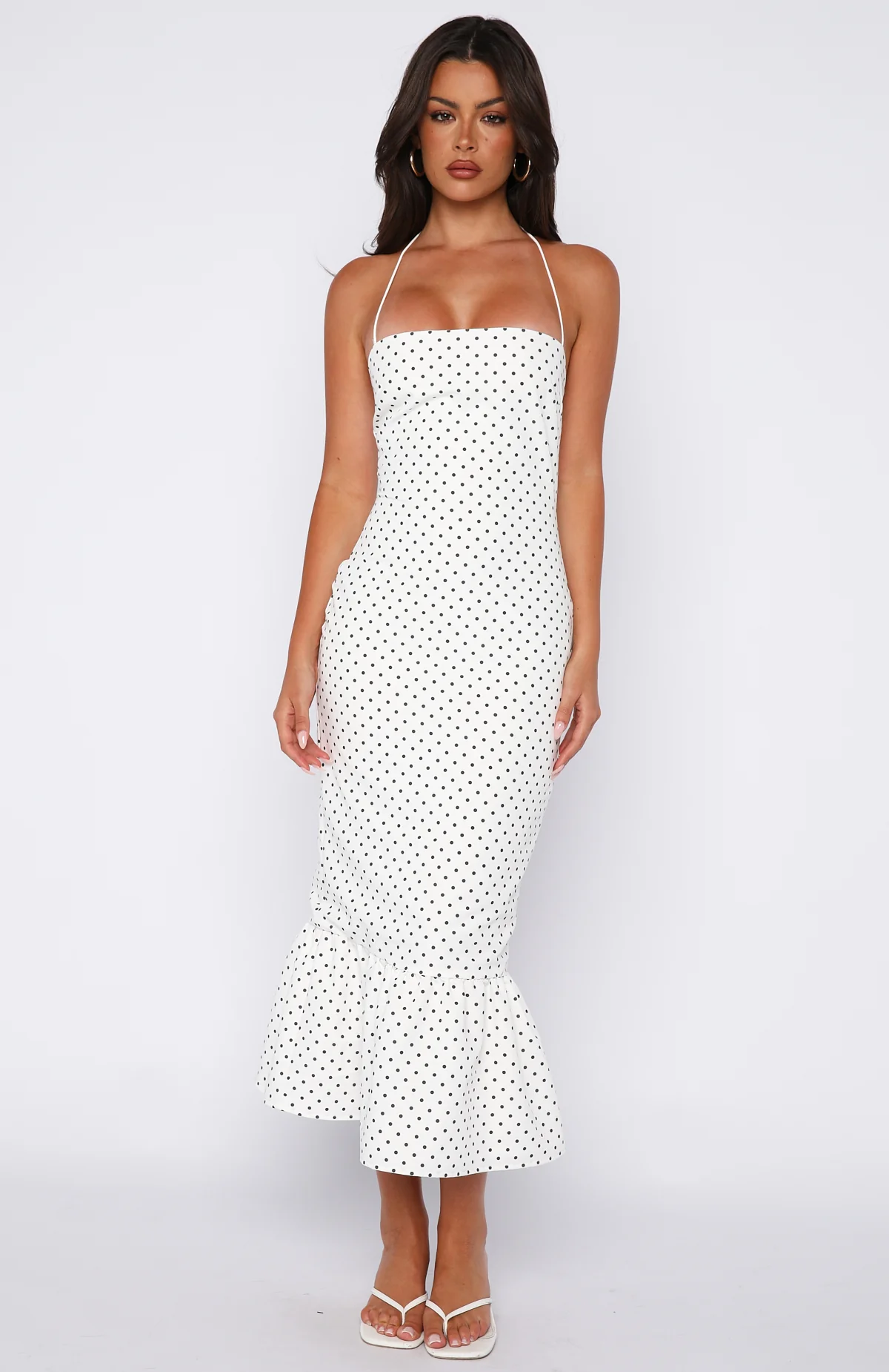 Shockwaves Midi Dress White/Black Polka Dot - Image 2