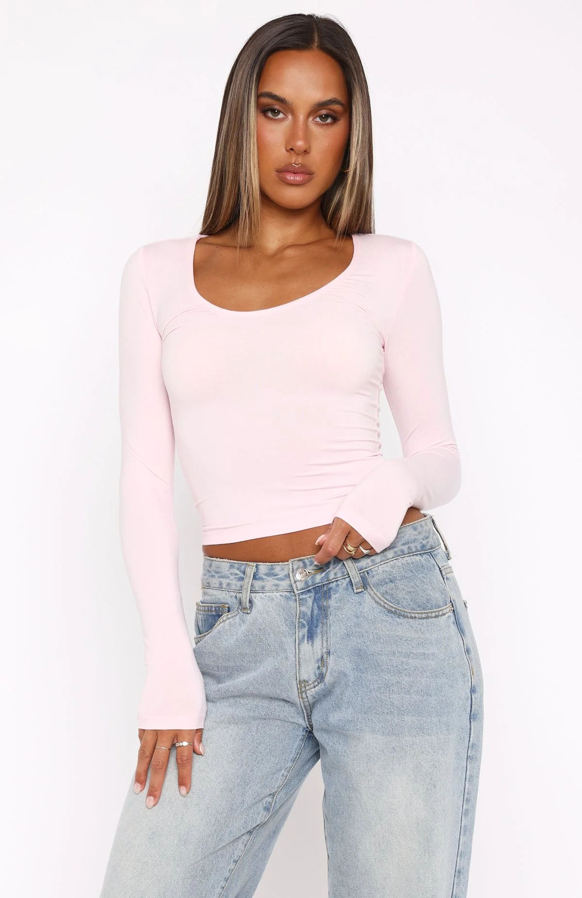 Show You The World Long Sleeve Top Baby Pink - Image 3