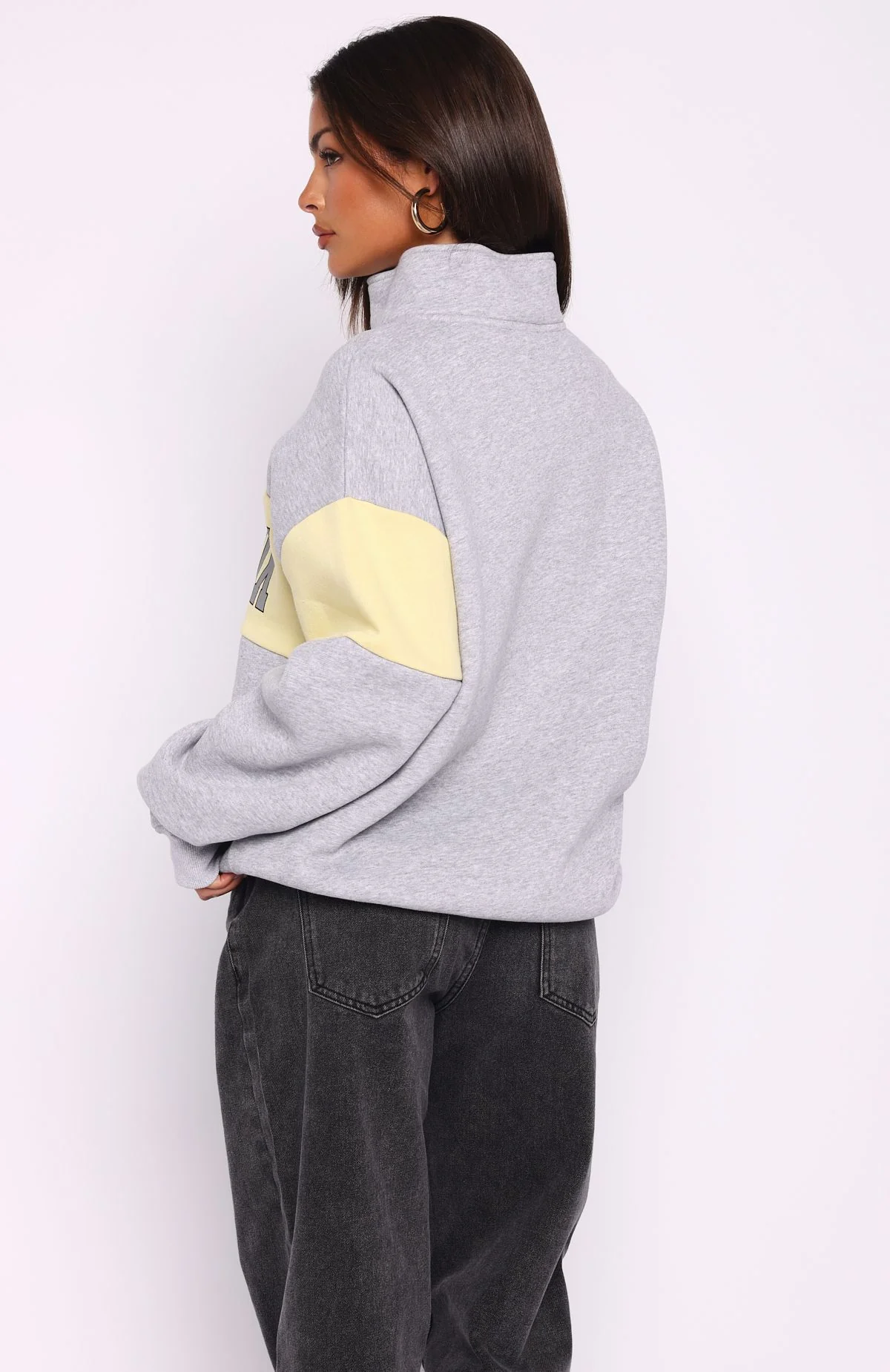 Show Yourself Zip Front Sweater Dark Grey Marle - Image 4