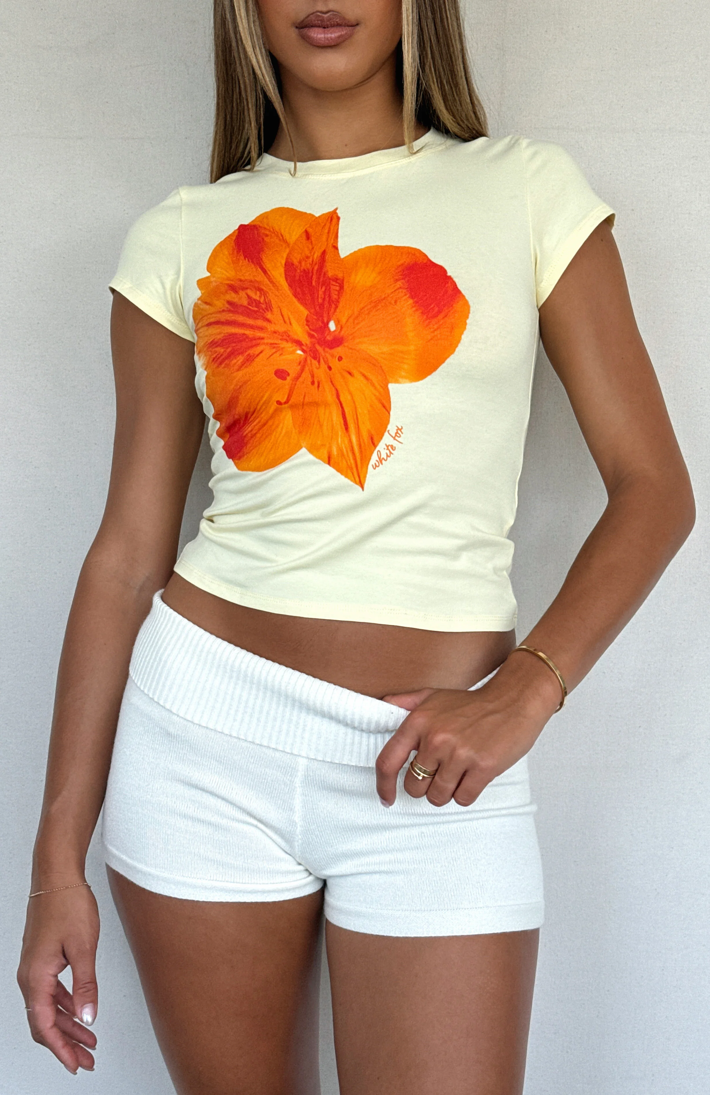 Skip Town Knit Booty Shorts Cream - Image 6