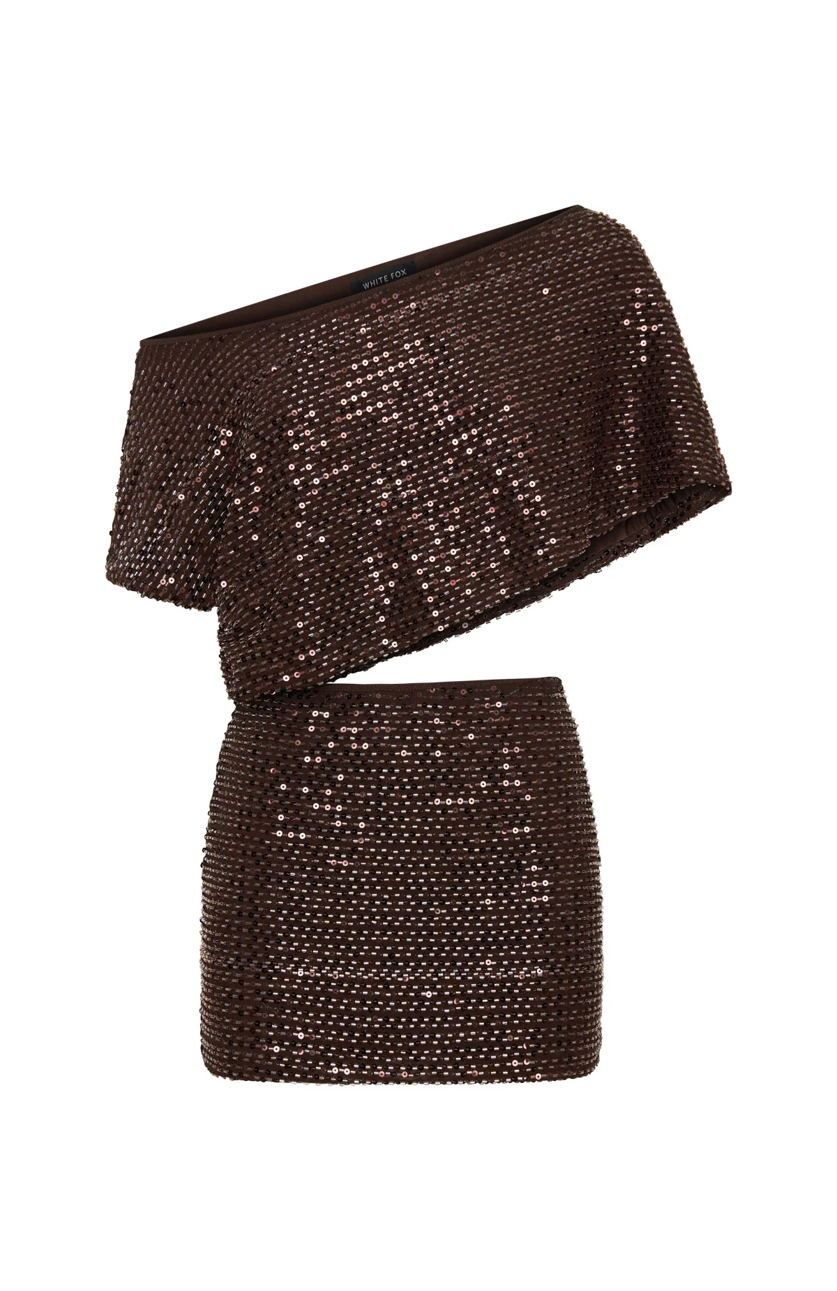 Skyline Beaded Mini Dress Chocolate - Image 8