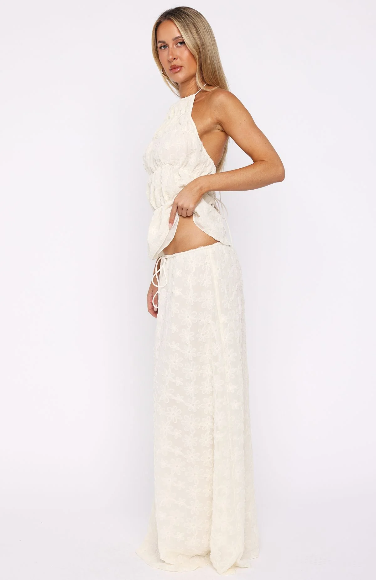 Slay Today Maxi Skirt Cream - Image 3