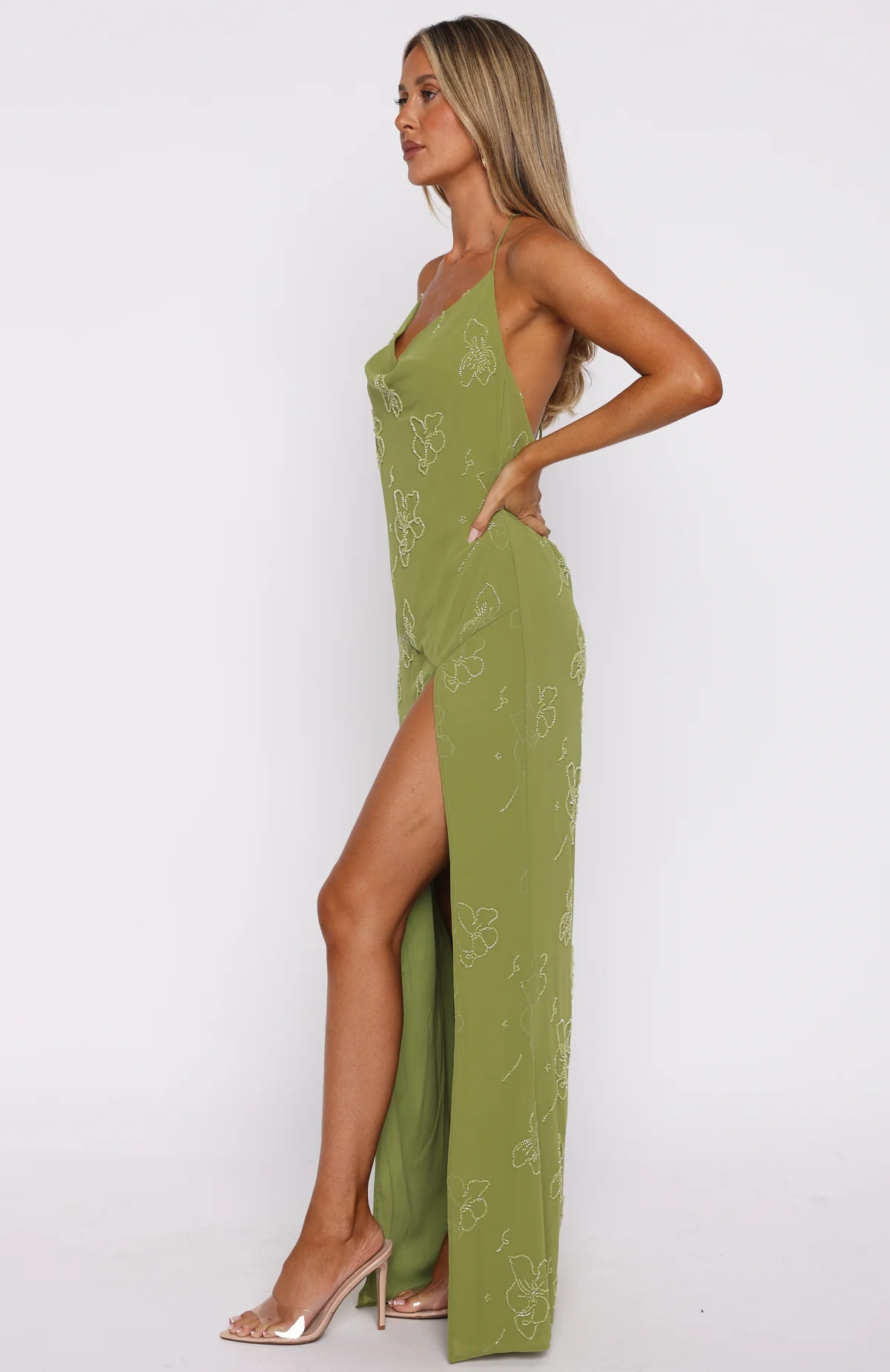 Slow Dancer Beaded Maxi Dress Green Tea - Image 4