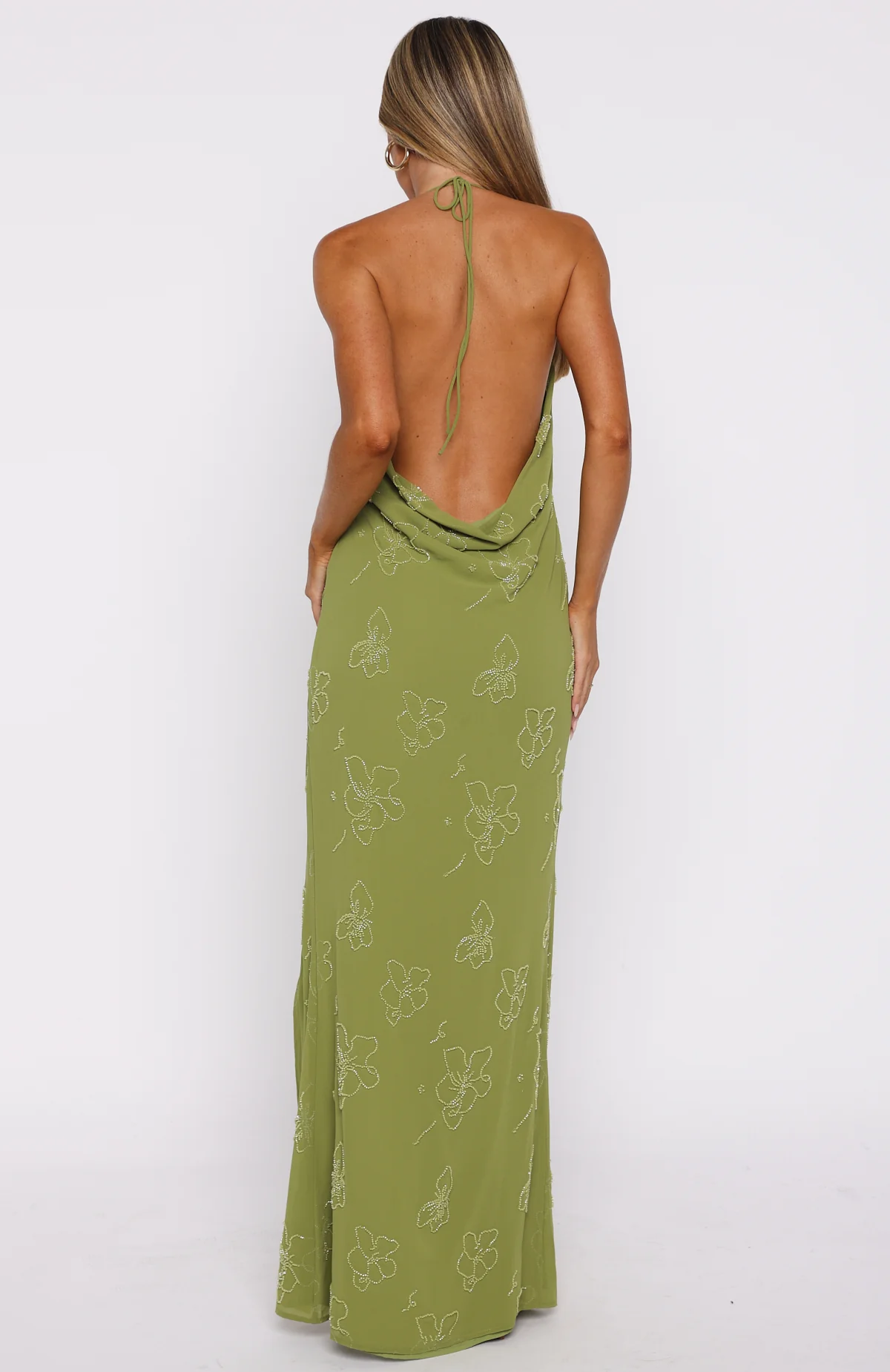 Slow Dancer Beaded Maxi Dress Green Tea - Image 5
