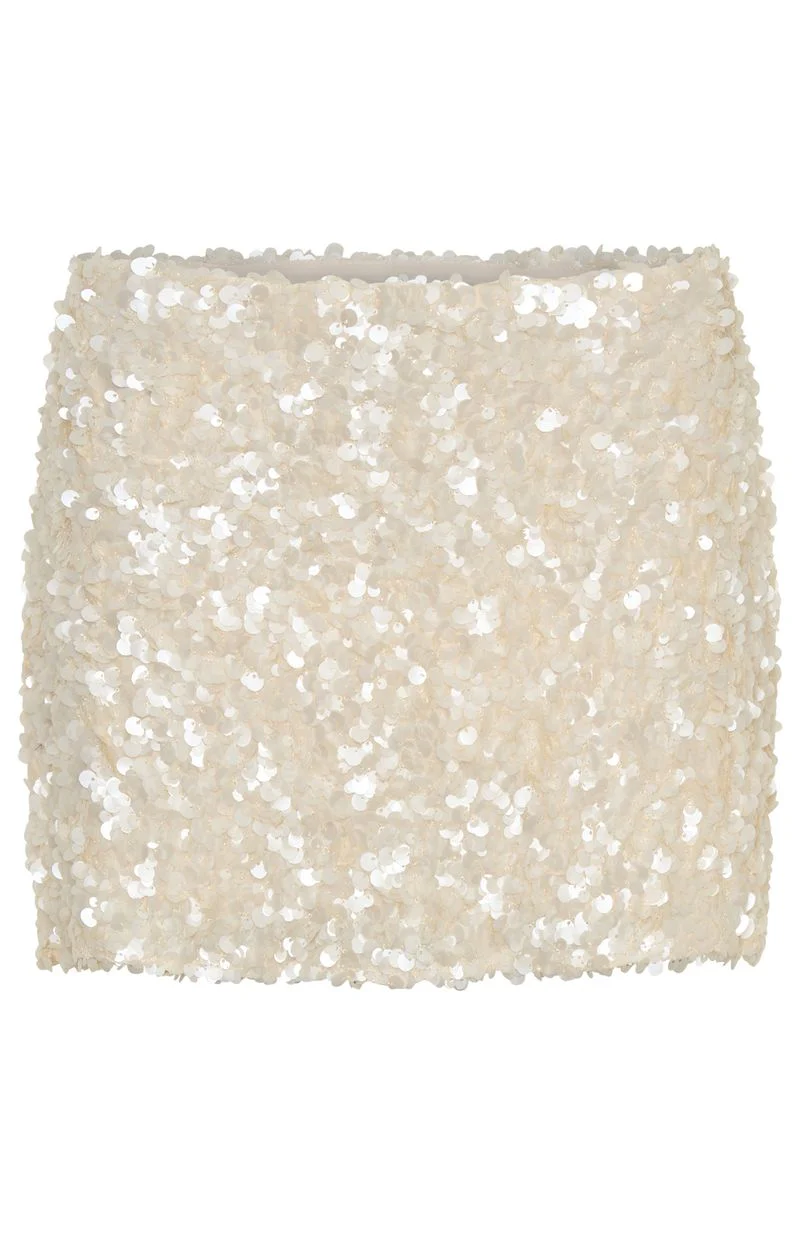 Soft Power Sequin Mini Skirt Cream - Image 7