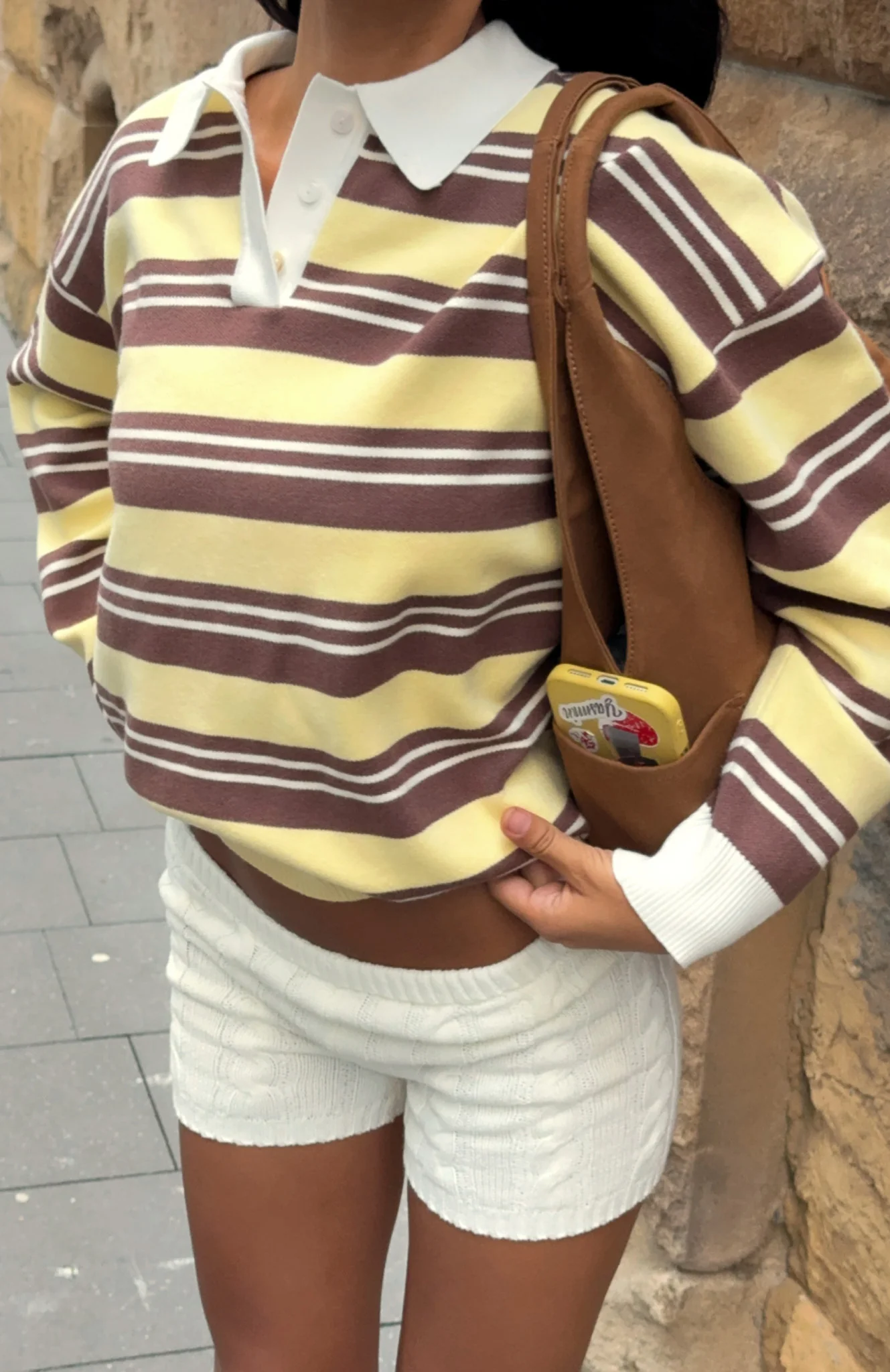 Soft Rewind Knit Sweater Honeycomb Choc Stripe - Image 2