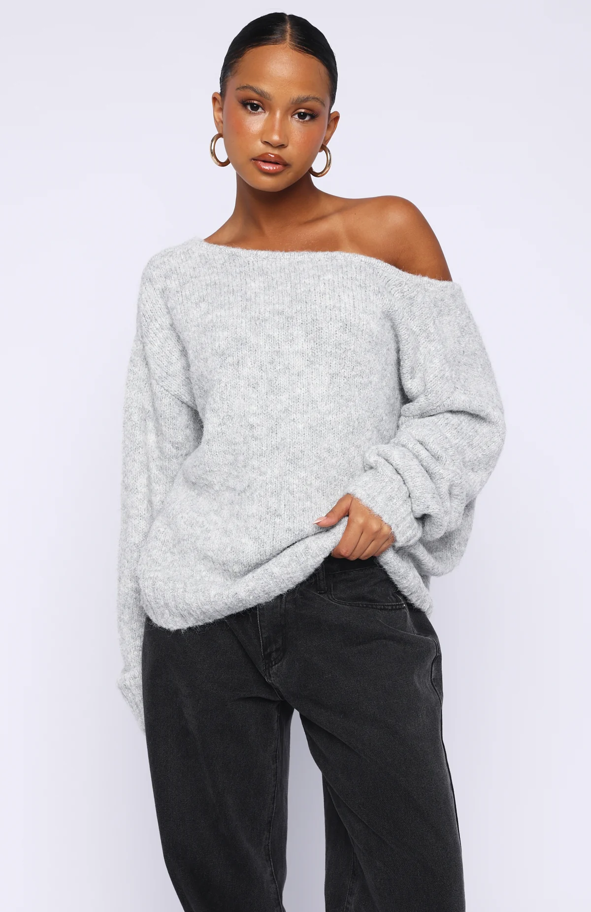 Softer Love Knit Sweater Grey Marle - Image 3