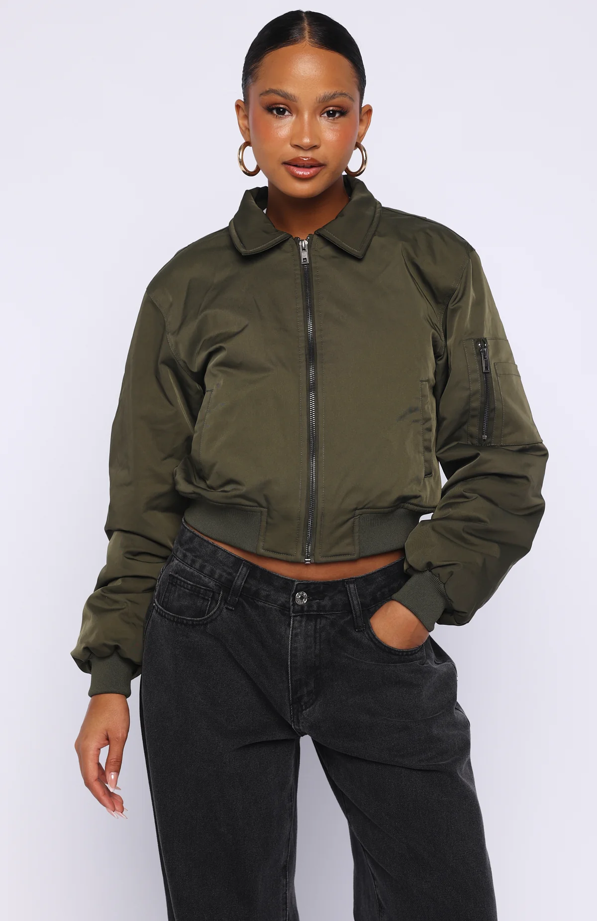 Something Forgotten Bomber Jacket Khaki - Image 2