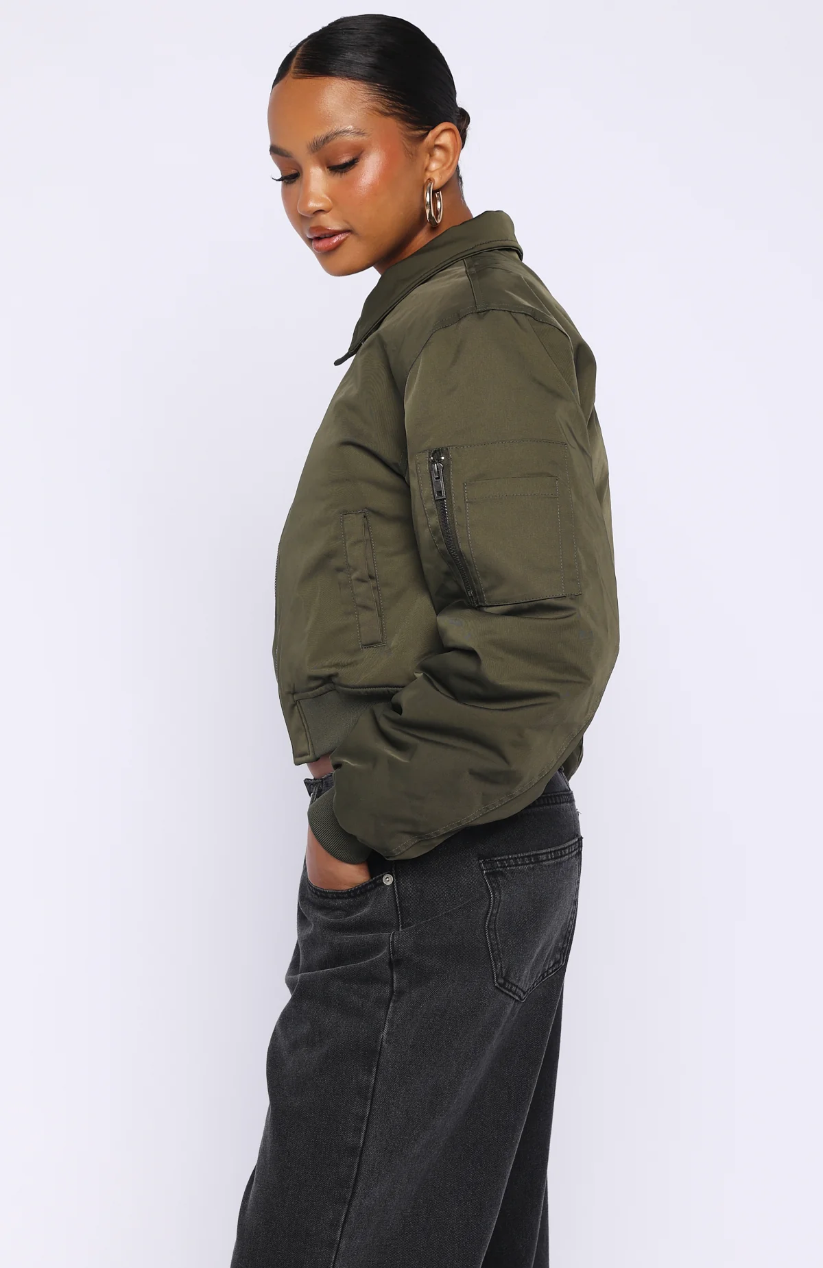 Something Forgotten Bomber Jacket Khaki - Image 3