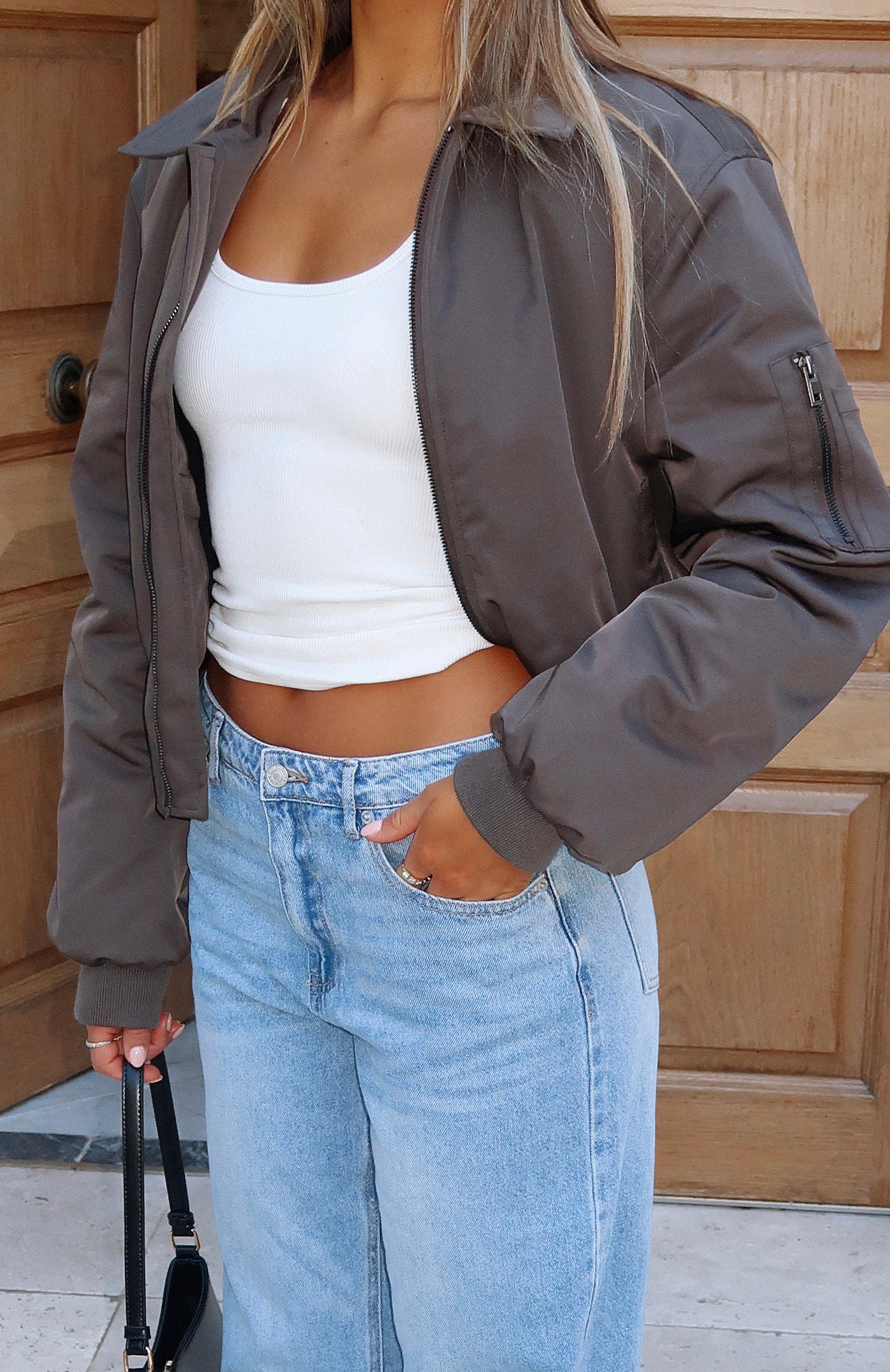Something Forgotten Bomber Jacket Slate - Image 2