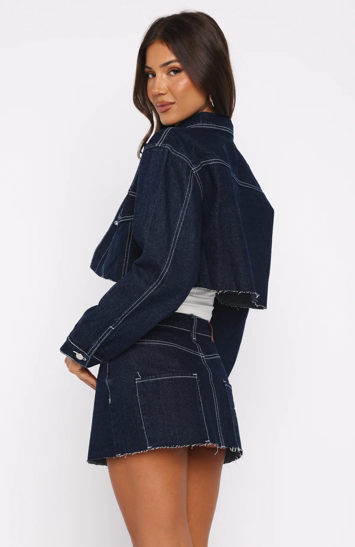 Something To Prove Denim Mini Skirt Dark Indigo - Image 4
