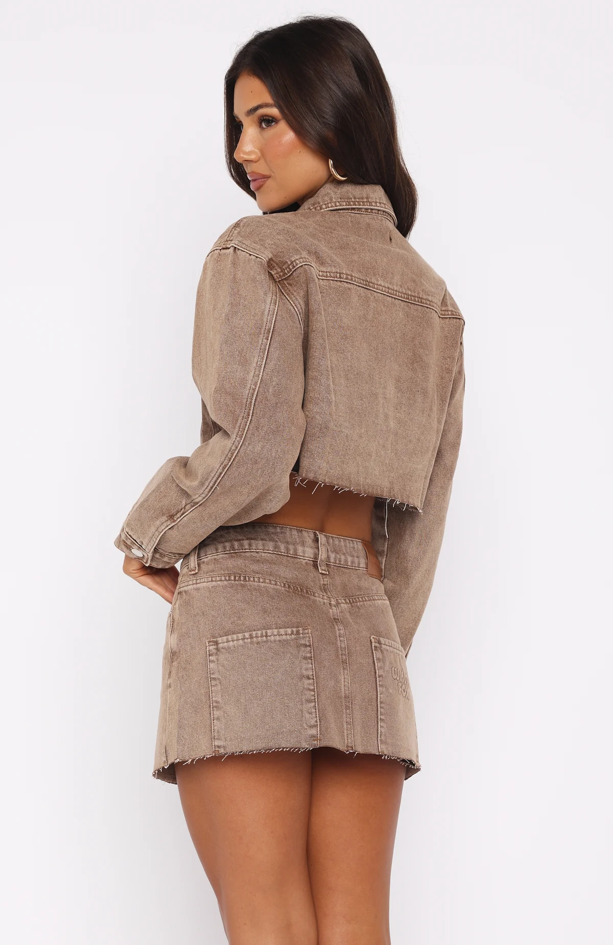 Something To Prove Denim Mini Skirt Tan Wash - Image 4