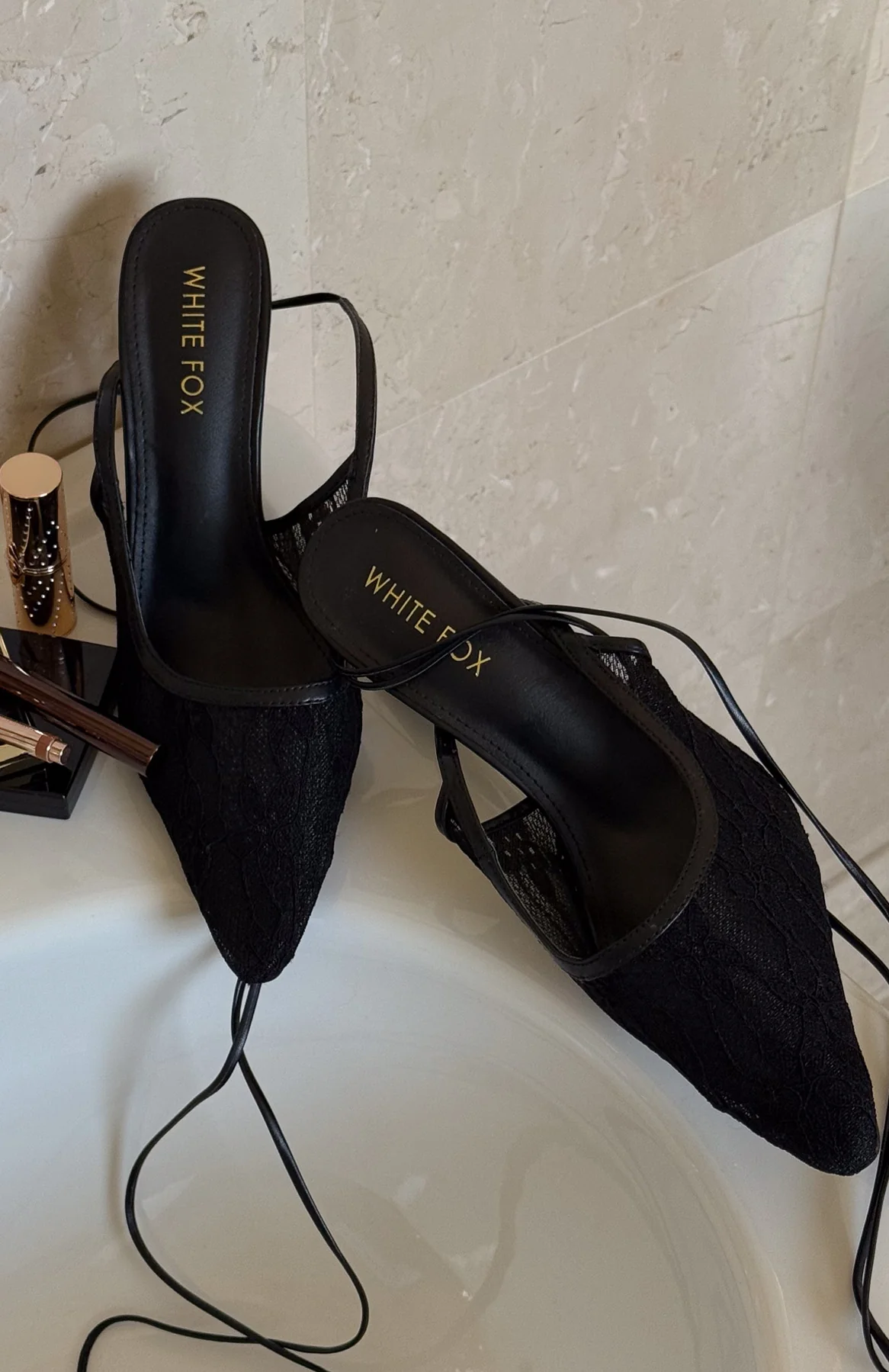 Sonnet Wrap Heels Black Lace - Image 6