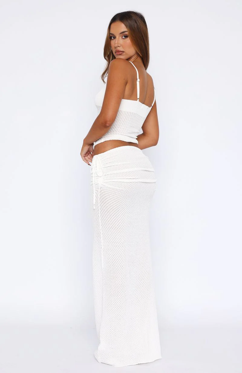 Stand And Stare Knit Maxi Skirt White - Image 4