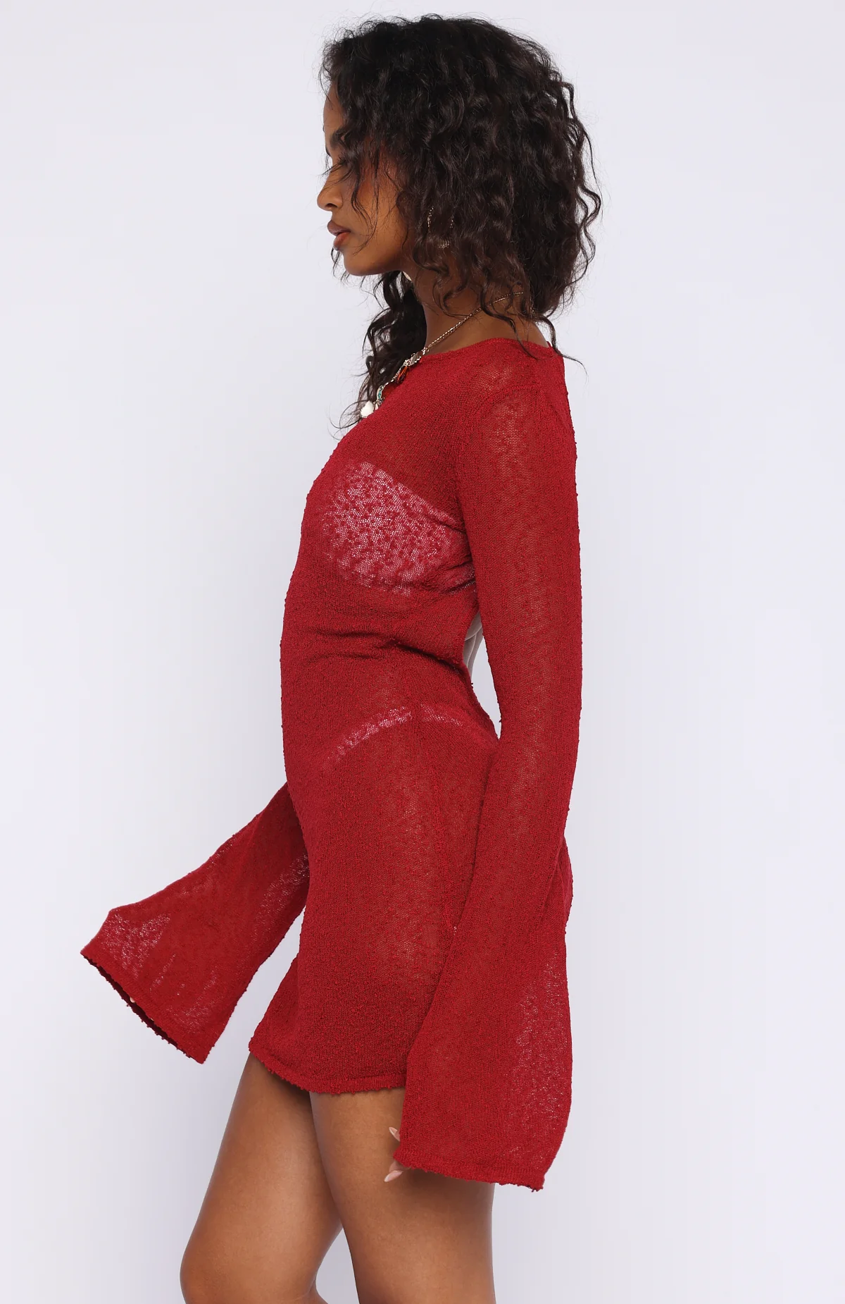 Stand And Stare Long Sleeve Mini Dress Scarlett Flame - Image 5