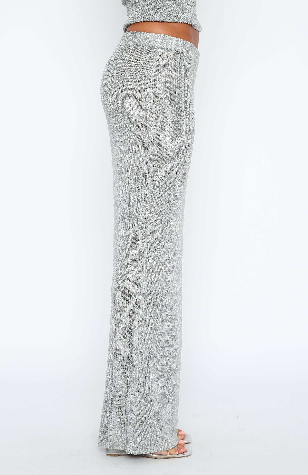Star Shining Sequin Knit Maxi Skirt Grey - Image 3