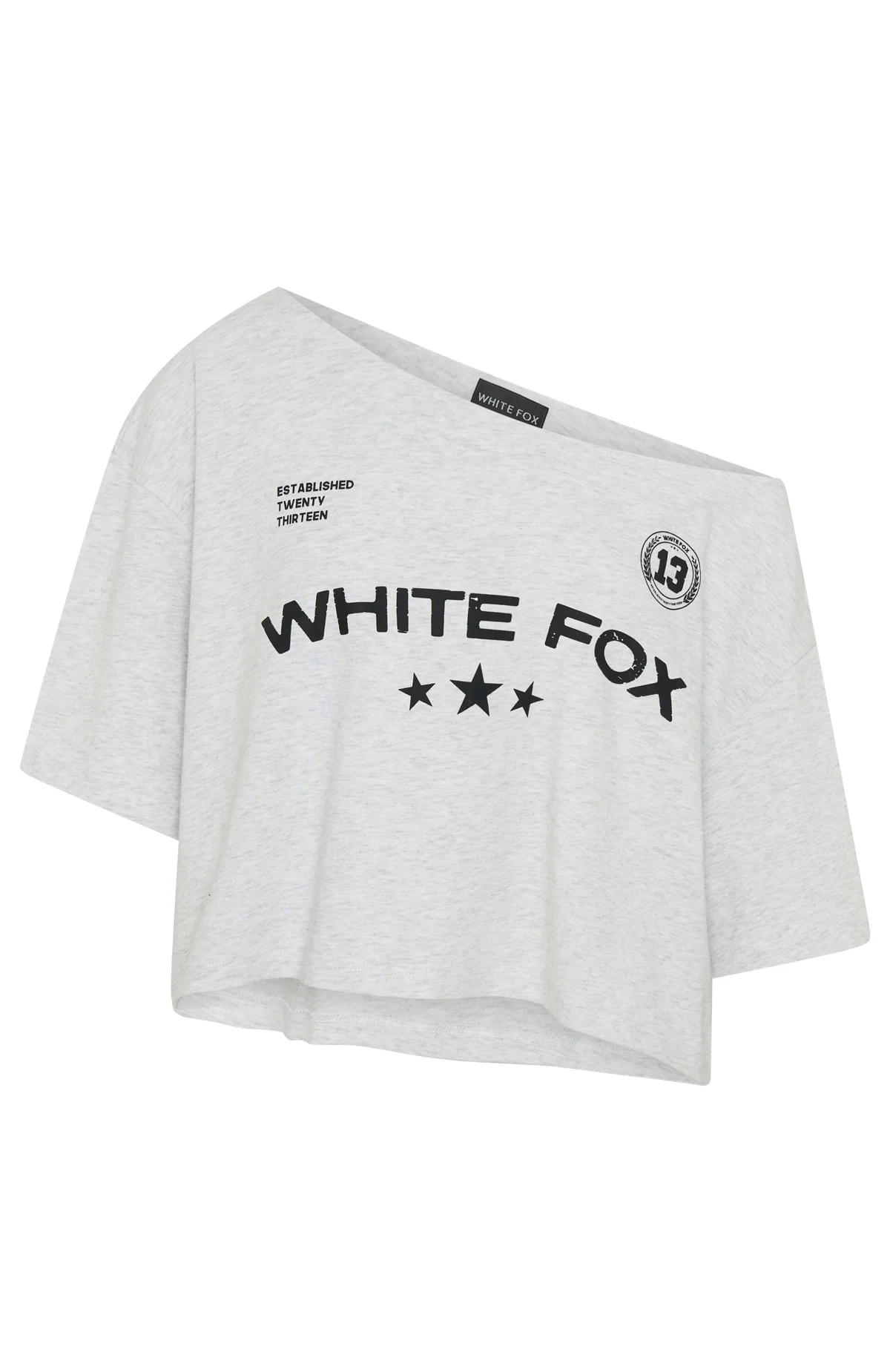 Stay Clear Off Shoulder Cropped Tee Grey Marle - Image 5