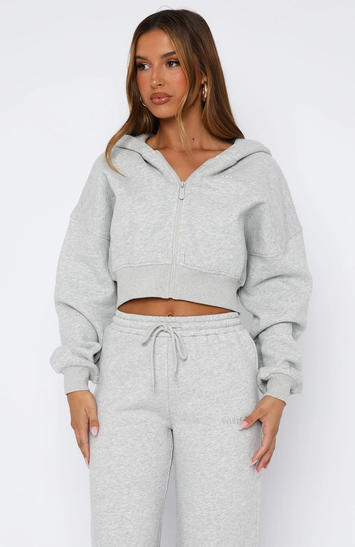 Stay Lifted Cropped Hoodie Dark Grey Marle - Image 2