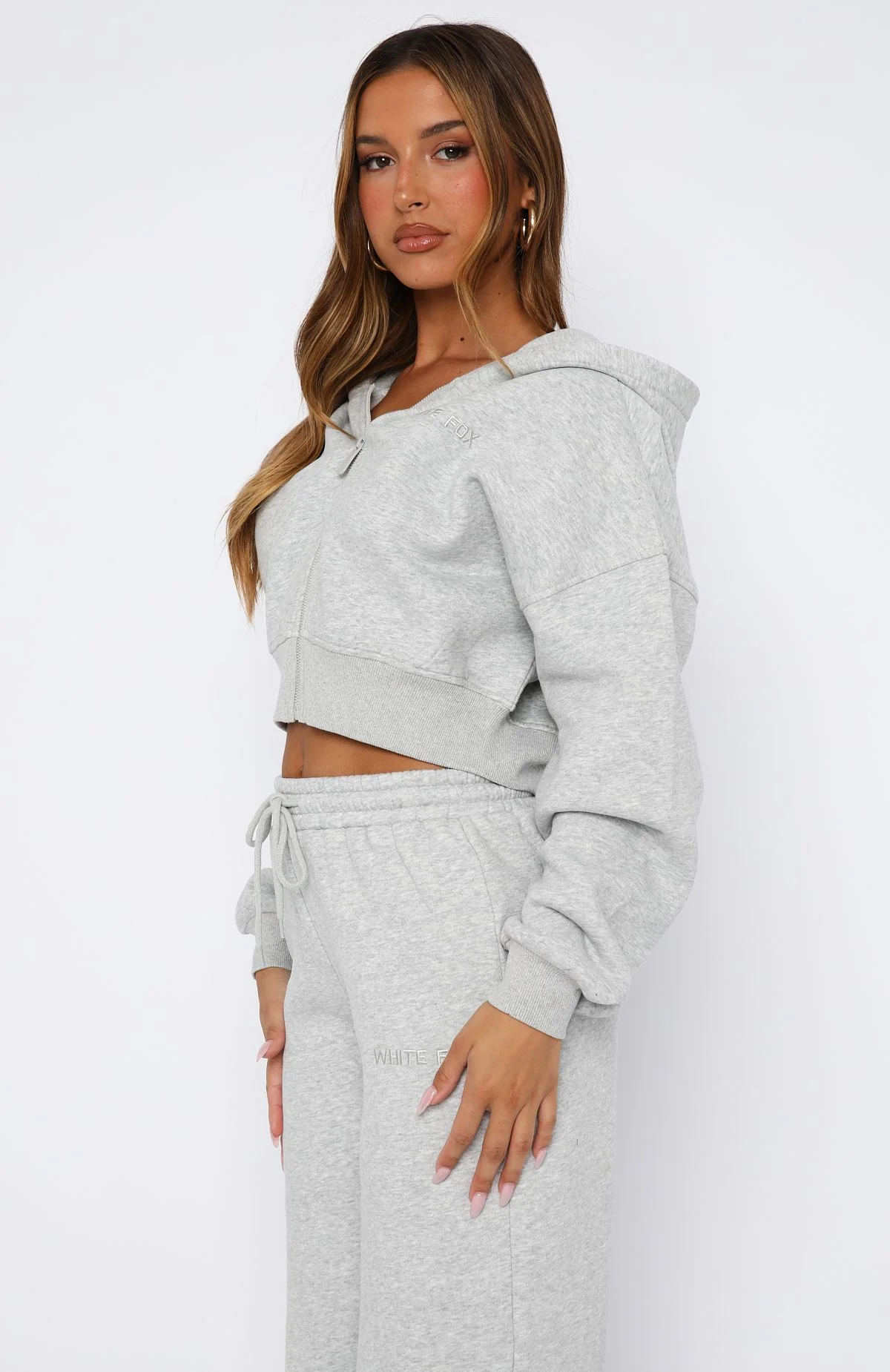 Stay Lifted Cropped Hoodie Dark Grey Marle - Image 3
