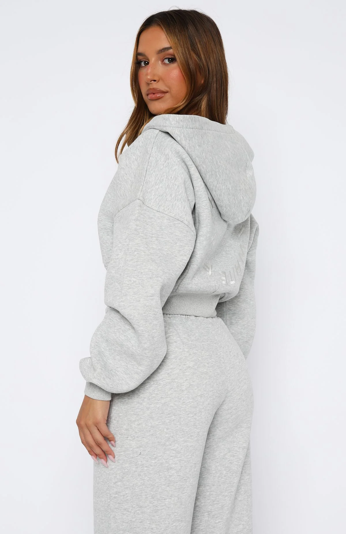 Stay Lifted Cropped Hoodie Dark Grey Marle - Image 4