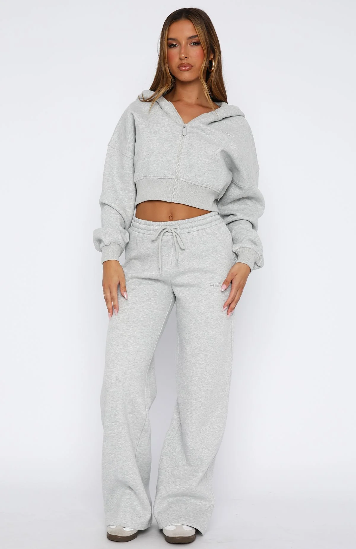 Stay Lifted Cropped Hoodie Dark Grey Marle - Image 5