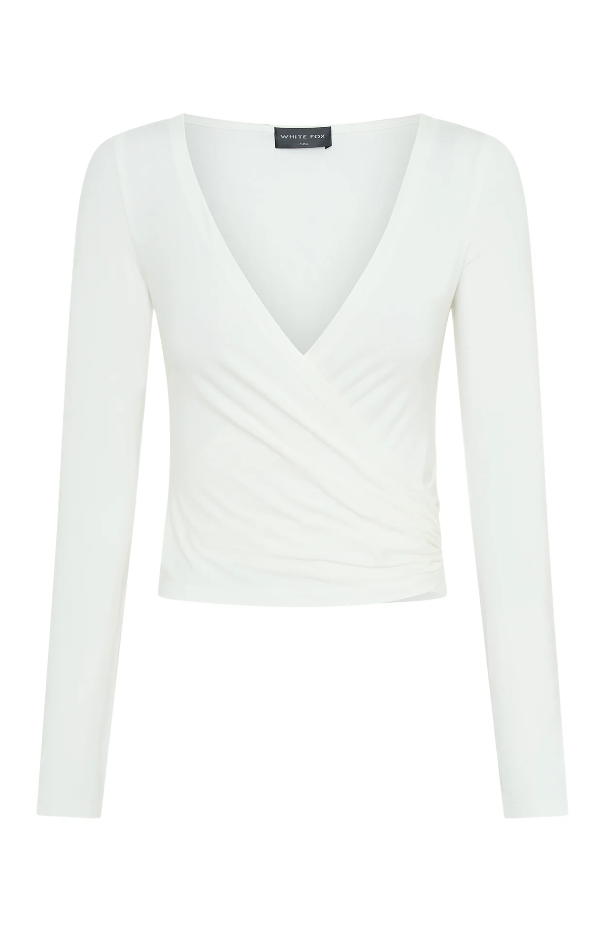 Staying Cute Long Sleeve Wrap Top Cream - Image 5