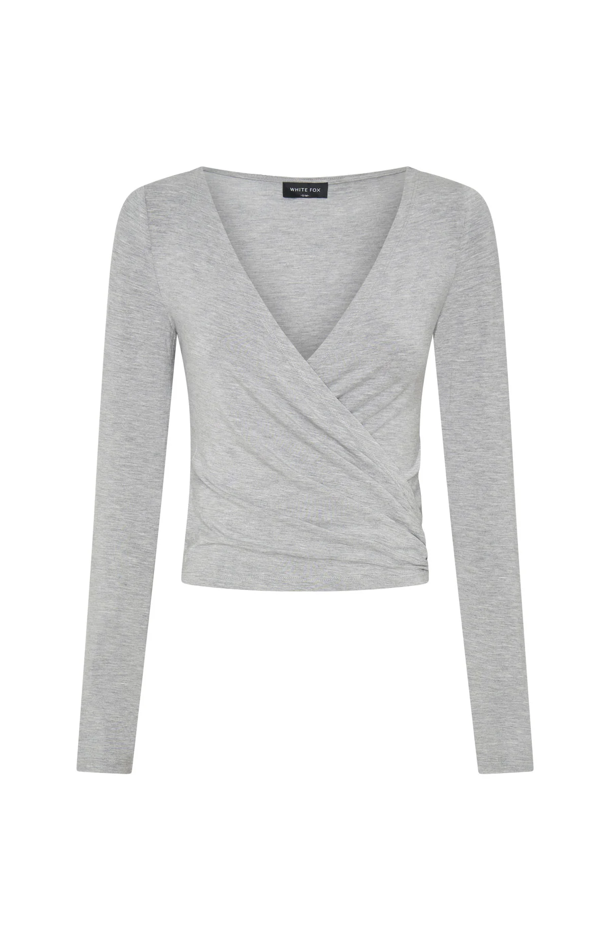 Staying Cute Long Sleeve Wrap Top Grey Marle - Image 6